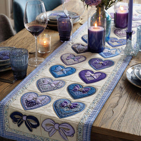 Heart Delight Quilted Table Runner BTO2001043, Valentine’s Day Table Runner with Heart Pattern