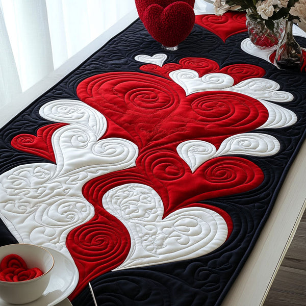 Heartbeat Quilted Table Runner BTO2001093, Valentine’s Day Table Runner with Heart Pattern