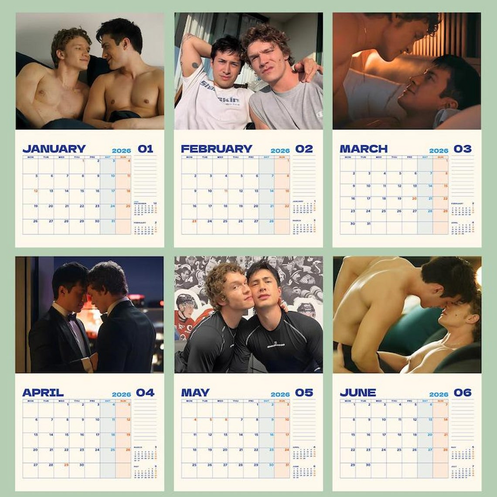 Heated Rivalry 2026 Wall Calendar – LGBTQ Romance Art, Male Aesthetic Fan Gift
