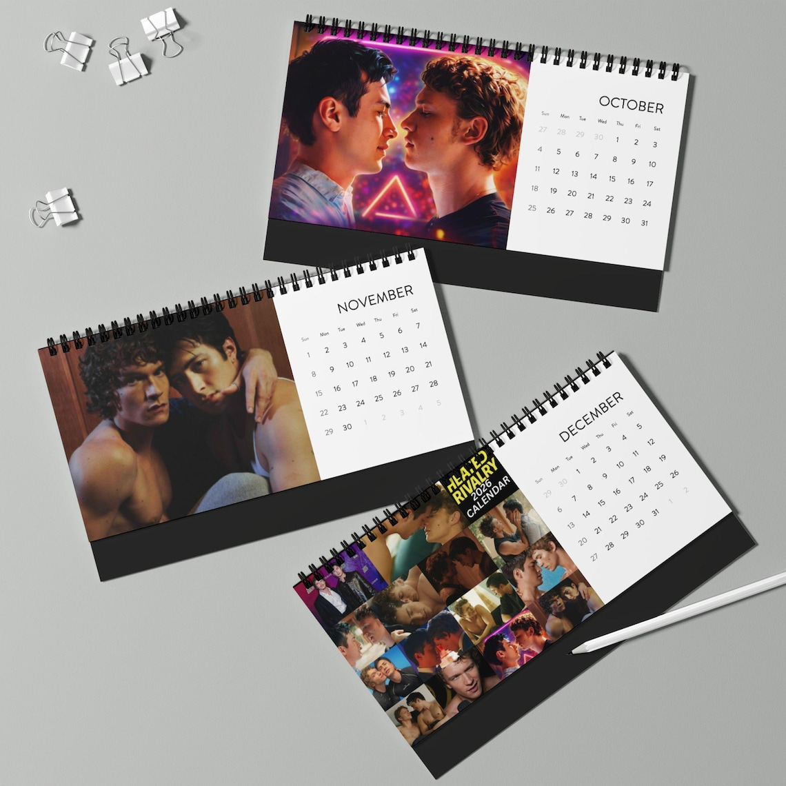 Heated Rivalry 2026 Desktop Calendar – Monthly Desk Calendar with 2026 Grid, LGBTQ Lovers Art Calendar