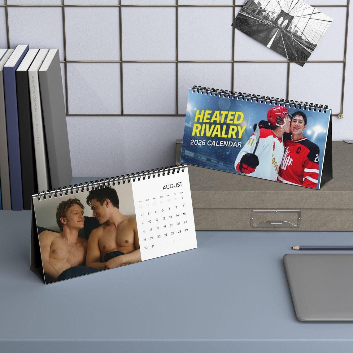 Heated Rivalry 2026 Desktop Calendar – Monthly Desk Calendar with 2026 Grid, LGBTQ Lovers Art Calendar