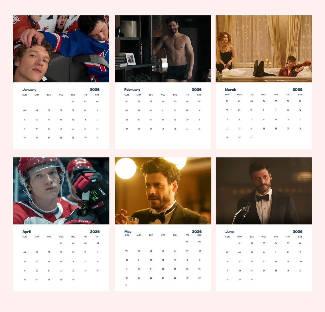 Heated Rivalry Limited Edition Wall Calendar 2026 – New Year Room Decor for Fans