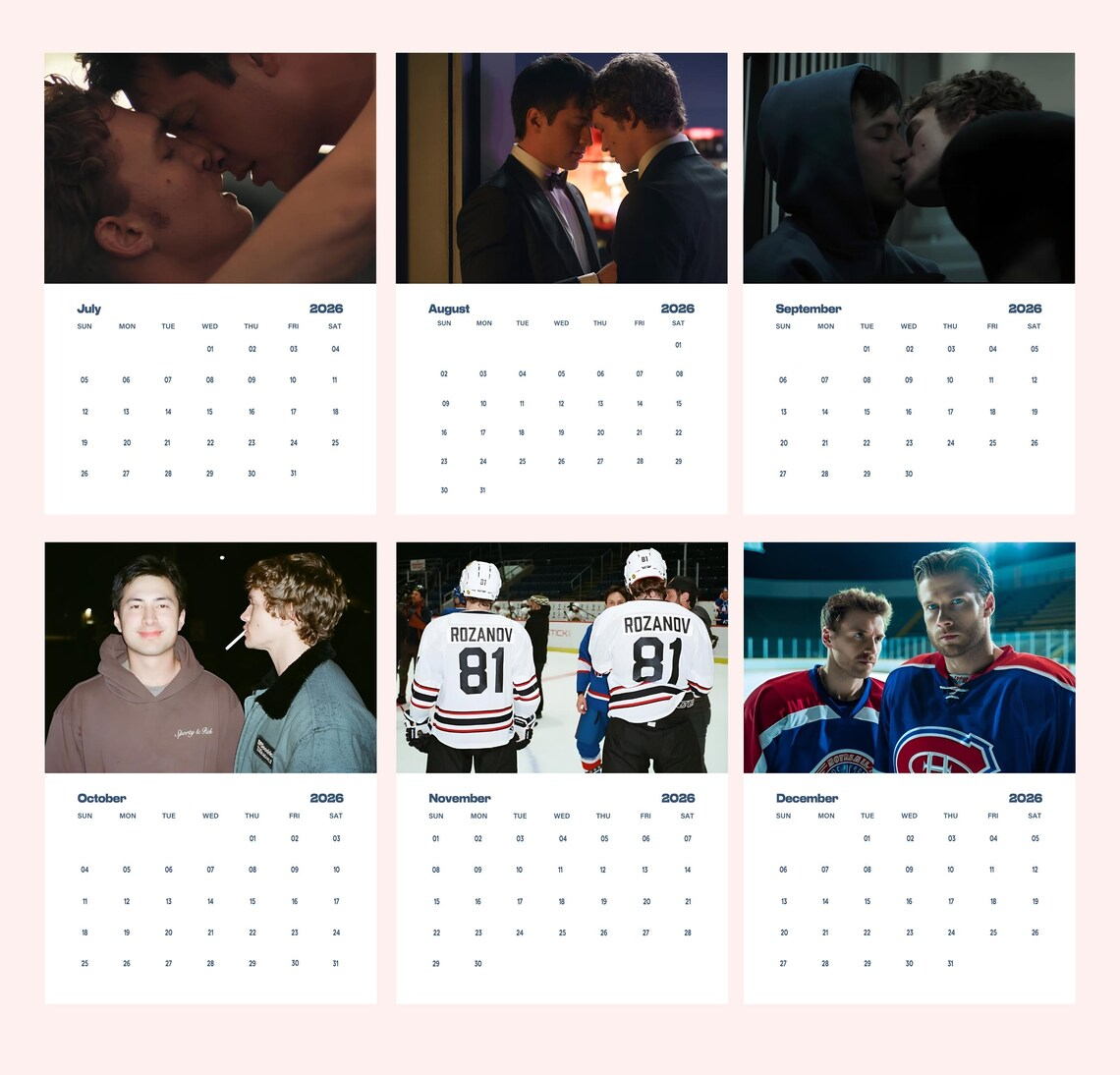 Heated Rivalry Limited Edition Wall Calendar 2026 – New Year Room Decor for Fans