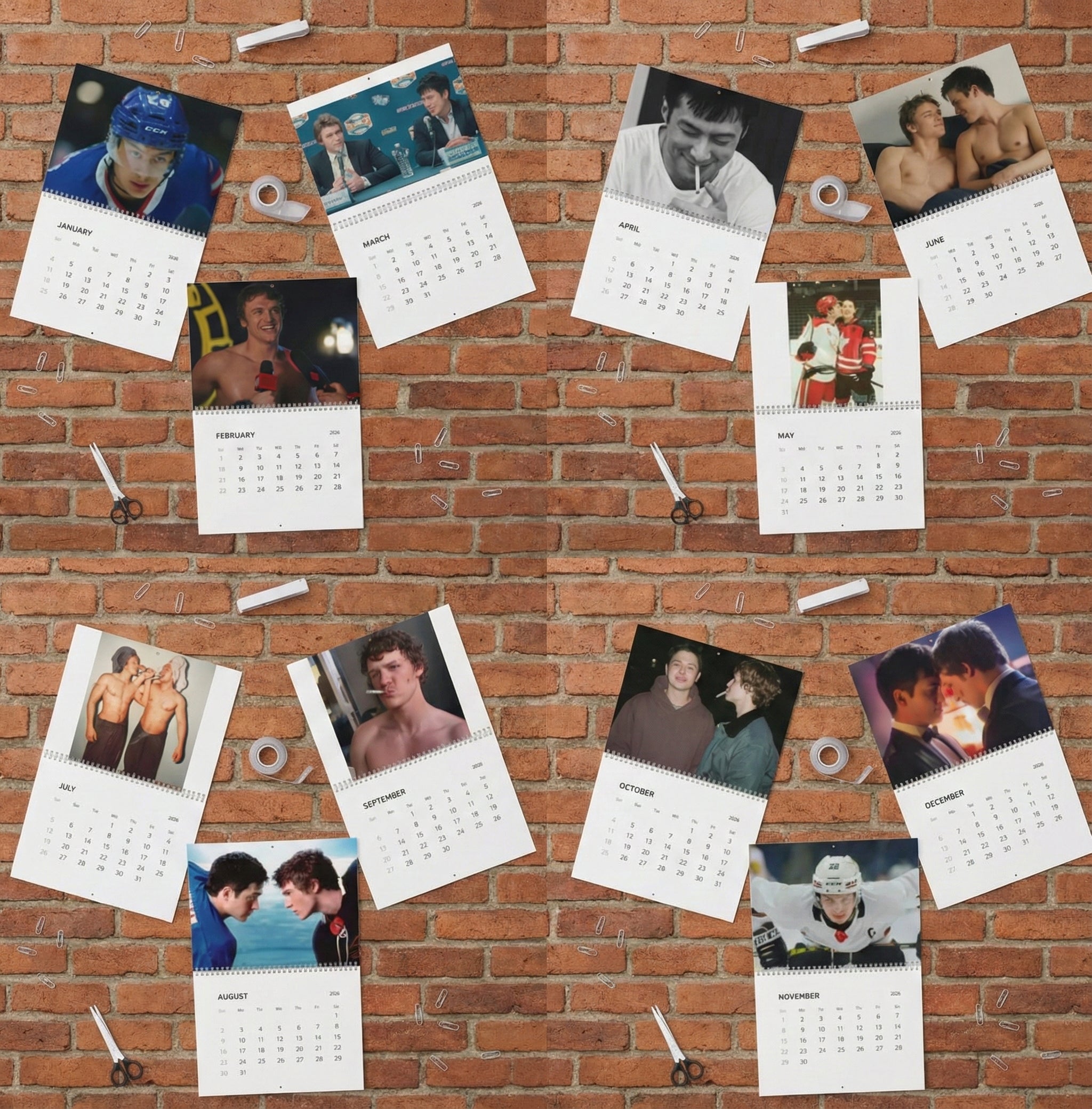 Heated Rivalry 2026 Calendar – Hollander & Rozanov LGBTQ Fan Calendar Gift, Wall/Desk Calendar 2026