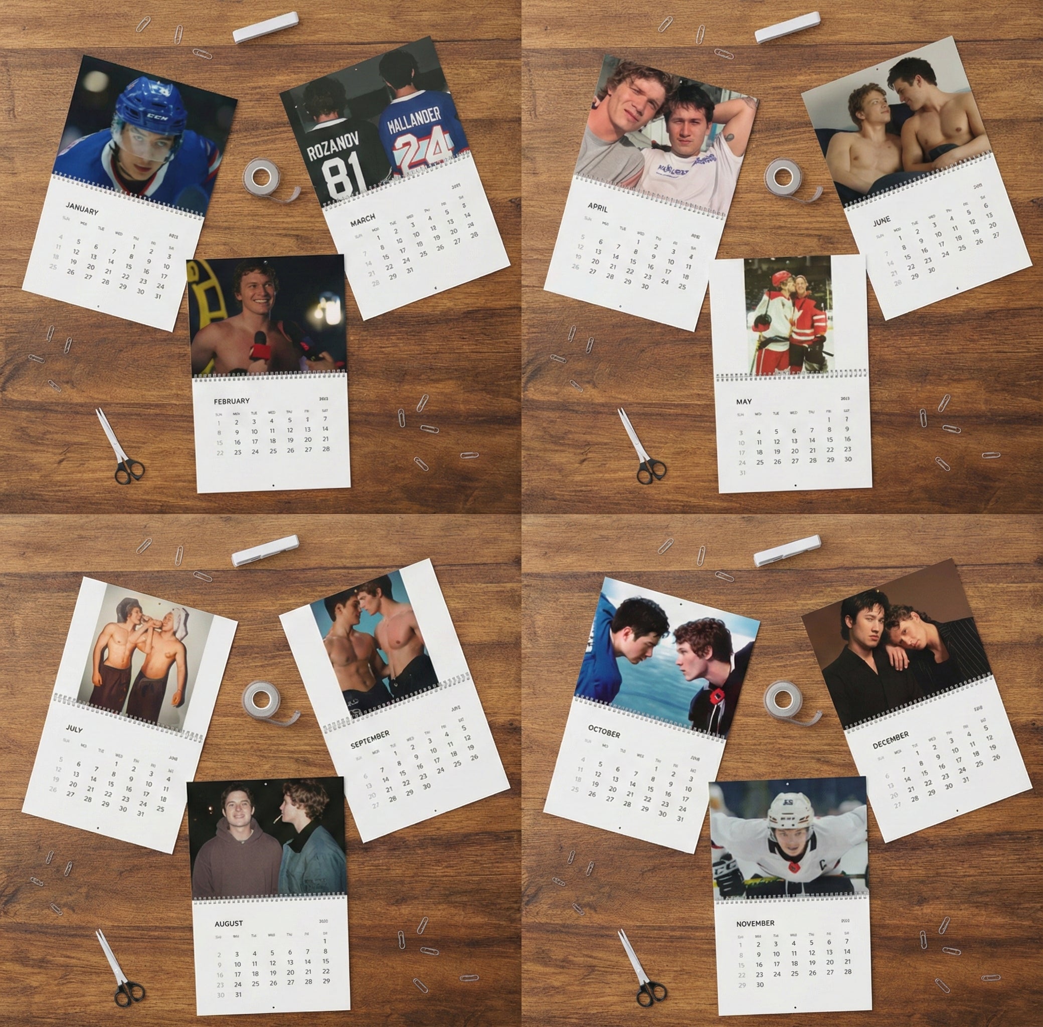 Heated Rivalry 2026 Wall Calendar – Hollander & Rozanov LGBTQ Fan Gift