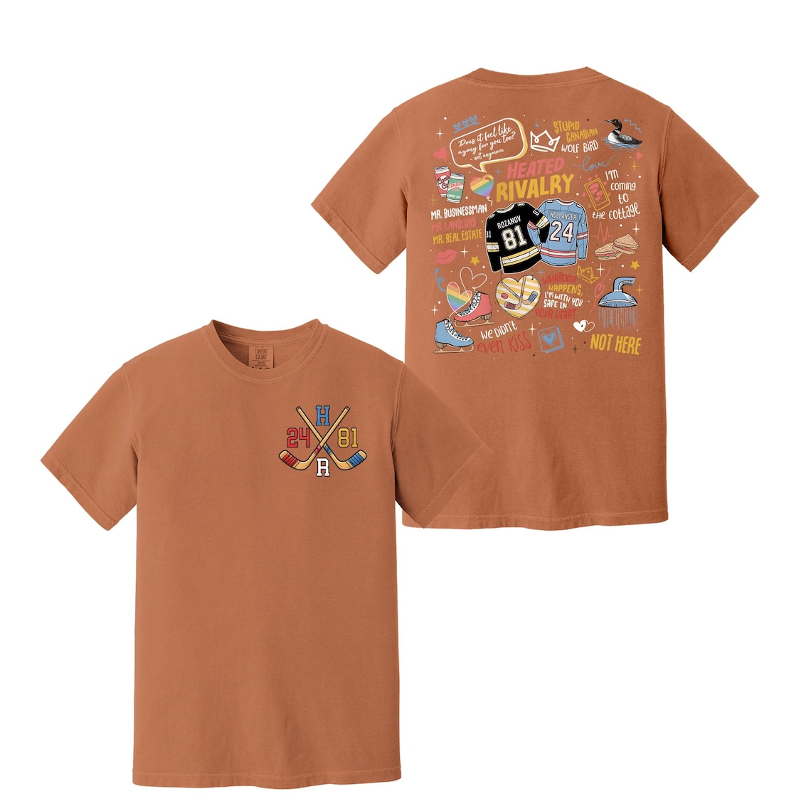 Heated Rivalry Romance Shirt Comfort Colors, Hollanov Couple Romance Book Shirt