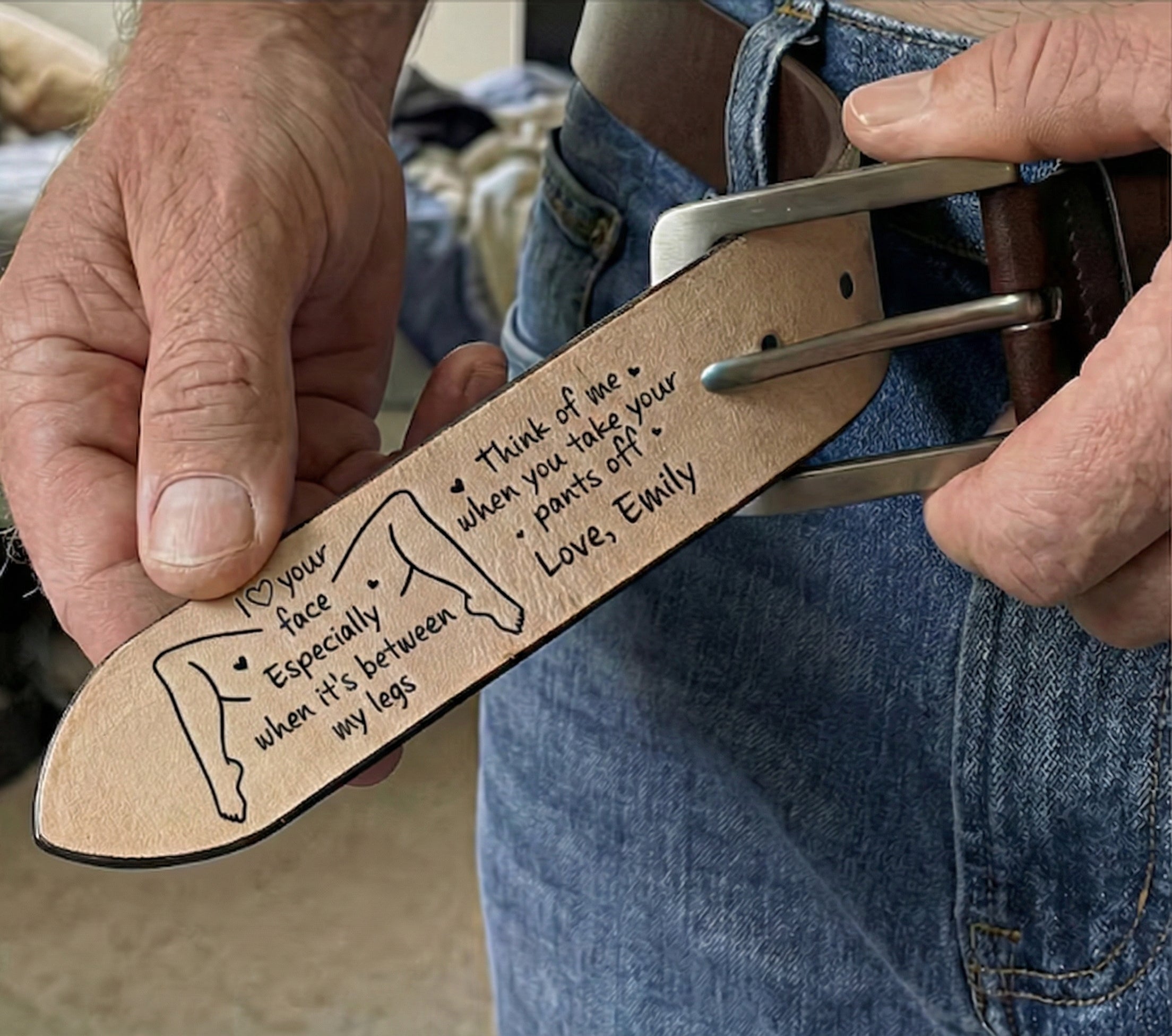I Love Your Face Especially When It's Between My Legs Leather Belt, Custom Engraved Leather Belt, Anniversary Gift For Boyfriend Husband, Valentine Gift
