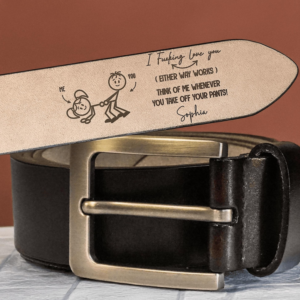 Personalized Engraved Leather Belt for Men – Funny Love Message, Handmade Anniversary & Valentine Gift for Boyfriend or Husband