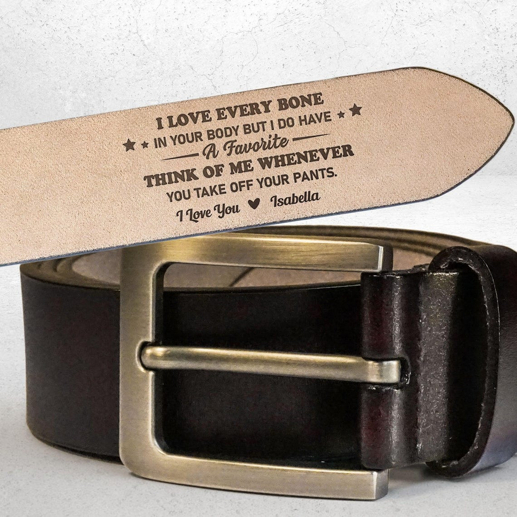 Personalized Engraved Leather Belt for Men – Funny Love Message, Anniversary & Valentine Gift for Husband or Boyfriend