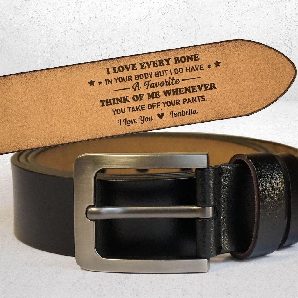 Personalized Engraved Leather Belt for Men – Funny Love Message, Anniversary & Valentine Gift for Husband or Boyfriend