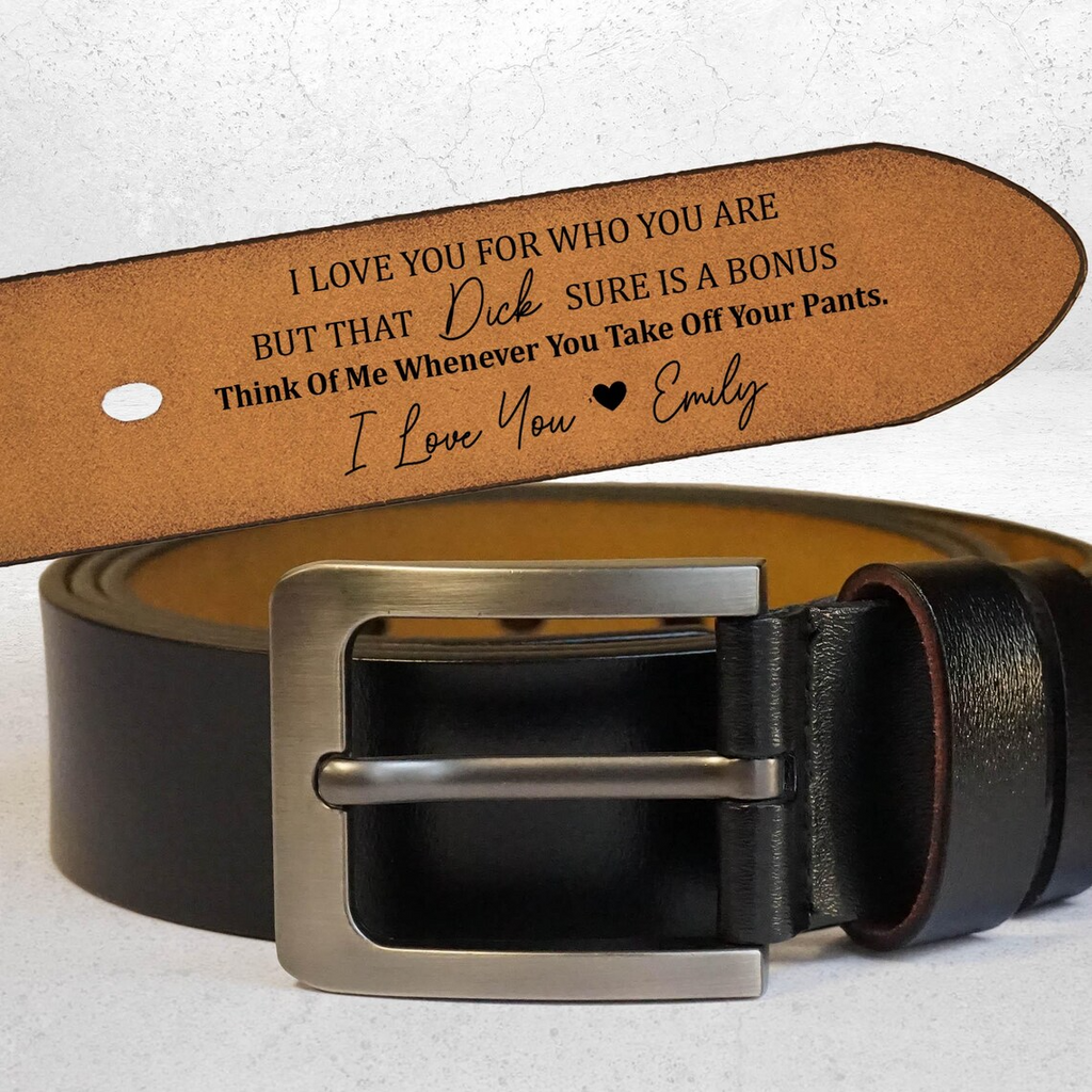 Personalized Engraved Leather Belt for Men – Funny Love Message, Anniversary Gift for Husband or Boyfriend, Valentines Gift