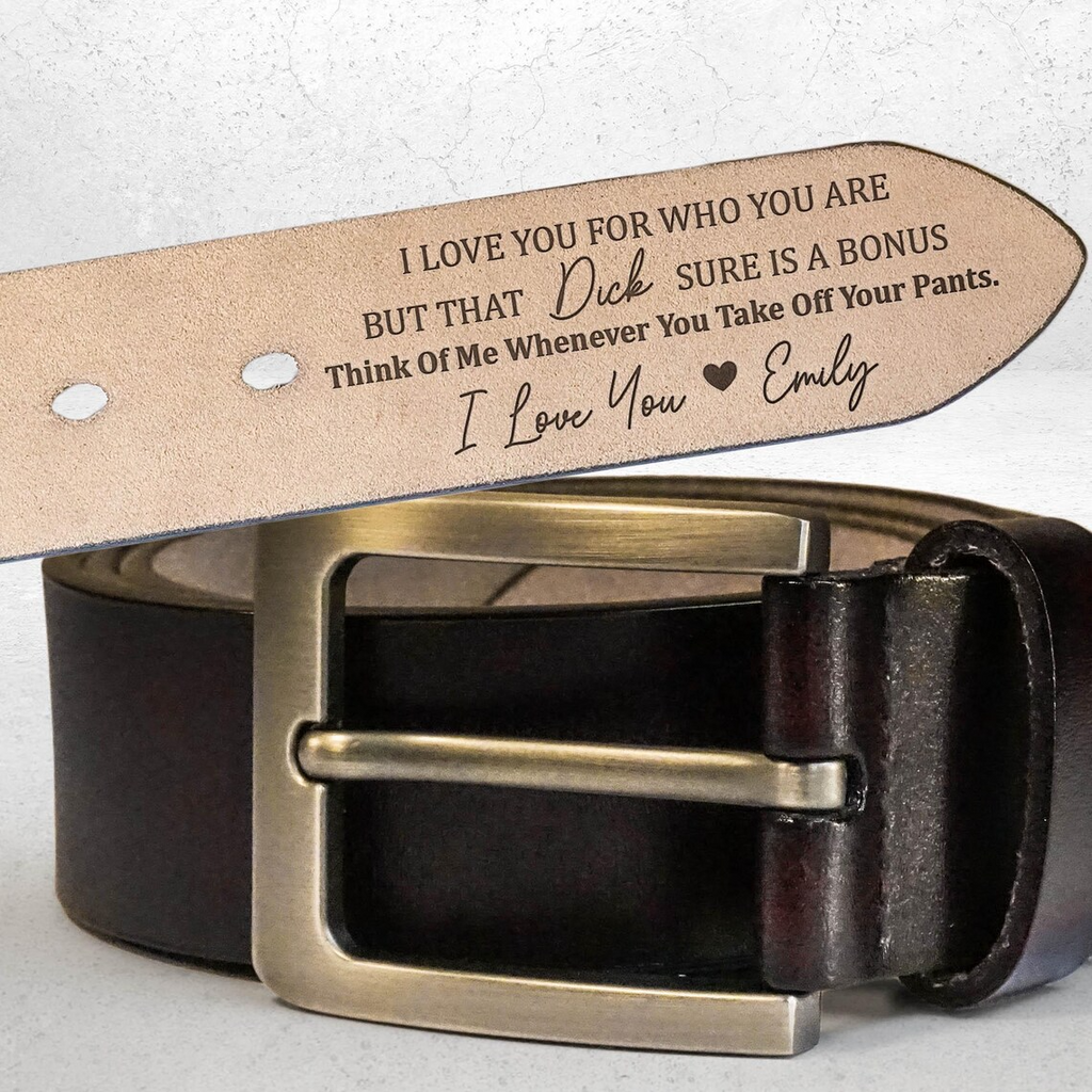Personalized Engraved Leather Belt for Men – Funny Love Message, Anniversary Gift for Husband or Boyfriend, Valentines Gift