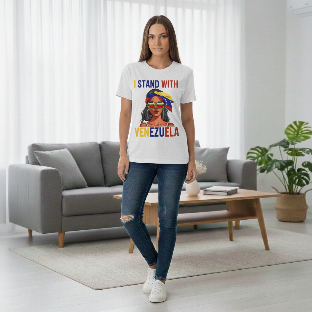 I Stand With Venezuela Shirt, Venezuela Support T-Shirt, Latina Woman Graphic Tee, Venezuelan Flag Shirt, Awareness Solidarity Unisex Tee