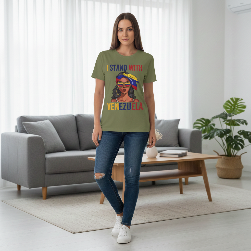 I Stand With Venezuela Shirt, Venezuela Support T-Shirt, Latina Woman Graphic Tee, Venezuelan Flag Shirt, Awareness Solidarity Unisex Tee