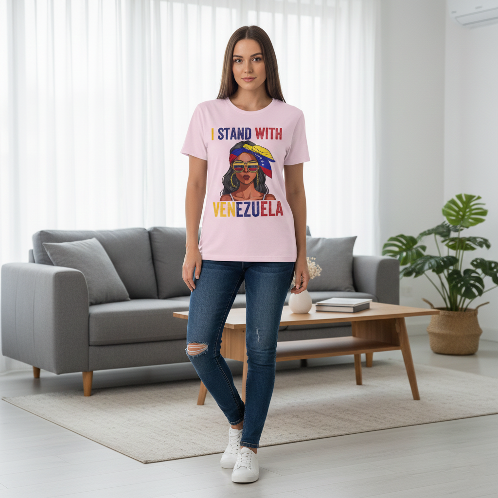 I Stand With Venezuela Shirt, Venezuela Support T-Shirt, Latina Woman Graphic Tee, Venezuelan Flag Shirt, Awareness Solidarity Unisex Tee