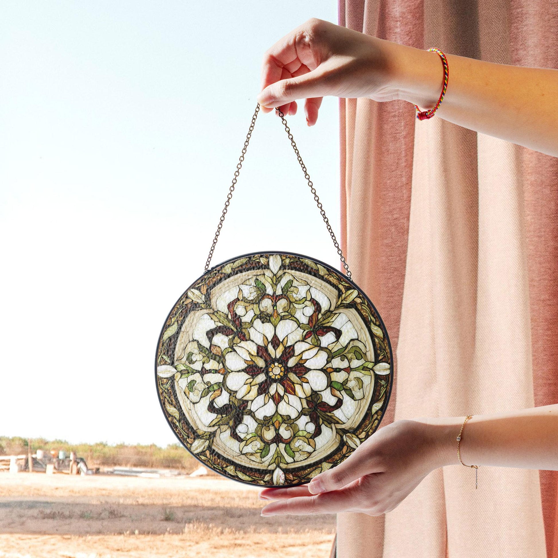 Stained Glass Dolphins Panel - Vibrant Ocean Scene With Fish and Seaweed, Acrylic Stained Glass Inspired Suncatcher, Decorative Window Hanging, Artistic Home Decoration, Stained Glass Look, Colorful Light Catcher Decor Gift