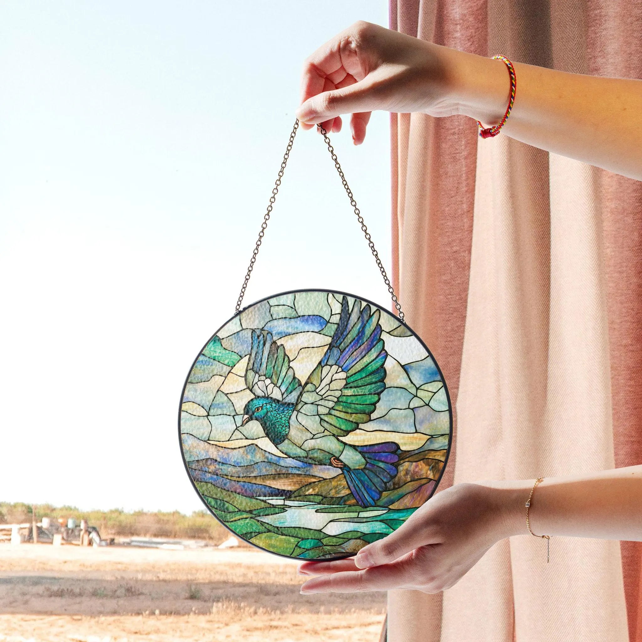 Stained Glass Flying Bird - Nature-inspired Window Art, Stained Glass Style Acrylic Window Ornament, Decorative Sun Catcher Hanging, Unique Home Decor