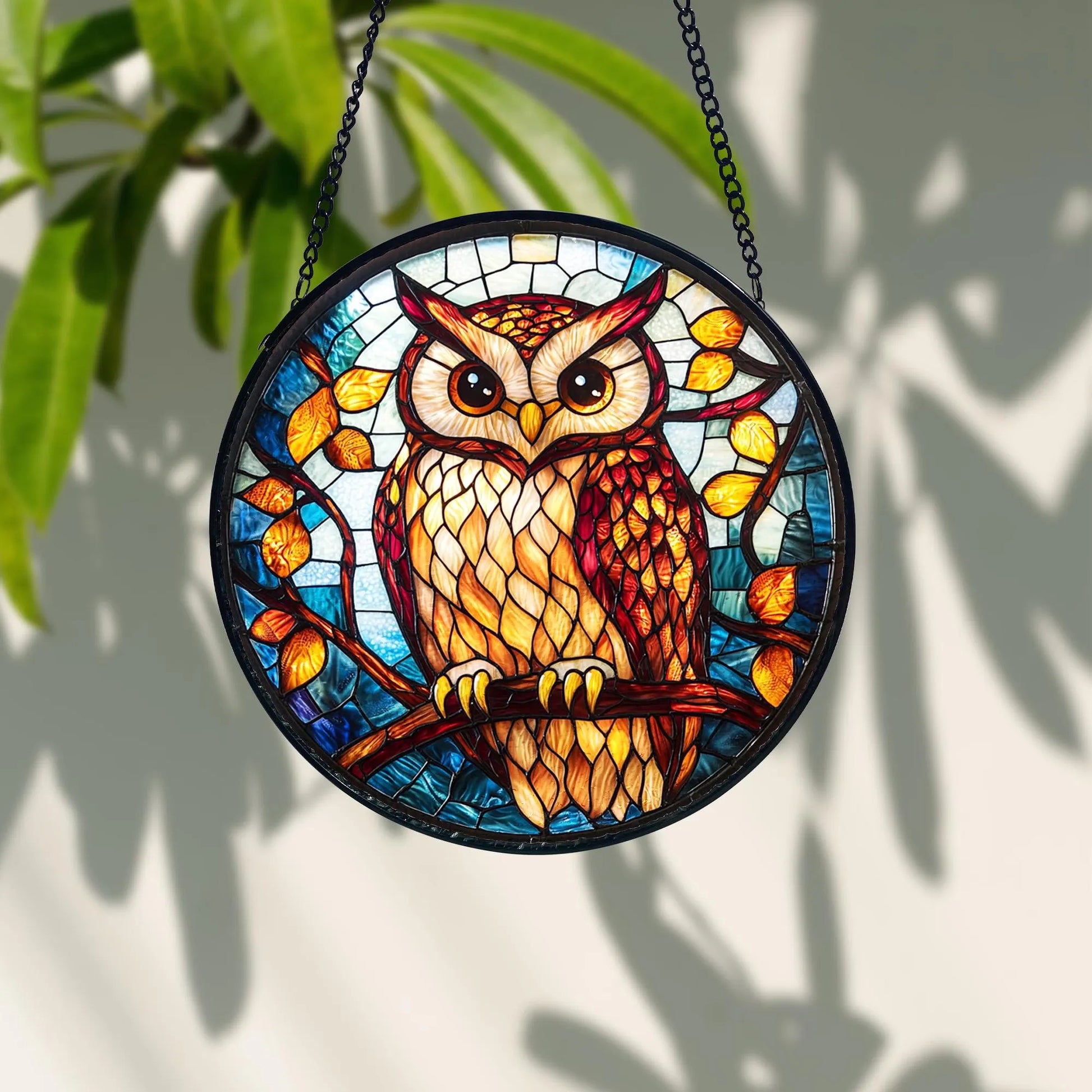 Handcrafted Owl Stained Glass Suncatcher_ Home Decor Gift, Stained Glass Style Window Hanging Colorful Sun Catcher Ornament, Boho Window Decoration, Unique Gift