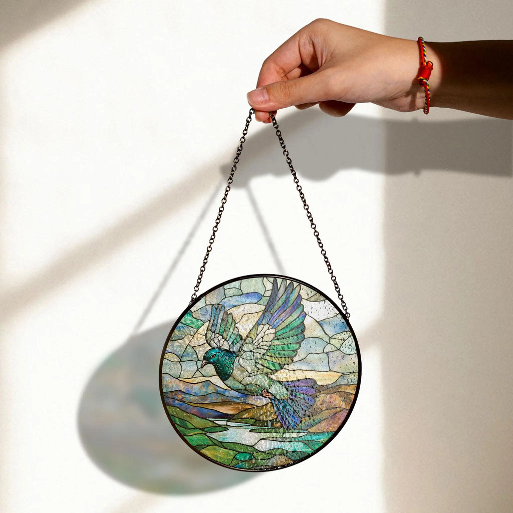 Stained Glass Flying Bird - Nature-inspired Window Art, Stained Glass Style Acrylic Window Ornament, Decorative Sun Catcher Hanging, Unique Home Decor