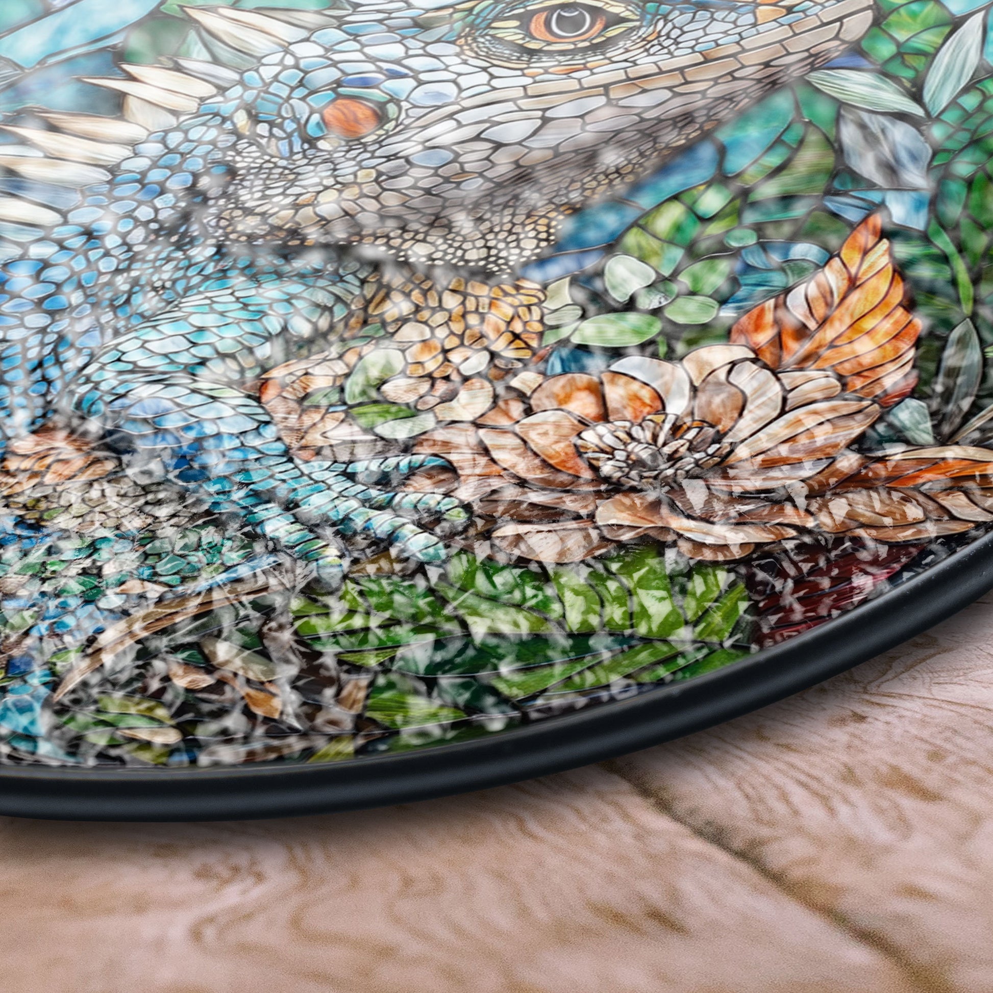 Iguana Stained Glass Window Hanging - Tropical Reptile Suncatcher, Acrylic Stained Glass Style Sun Catcher, Handmade Decorative Window Hanging, Vibrant Home Ornament, Stained Glass Window Art, Sunlit Home Accent Gift