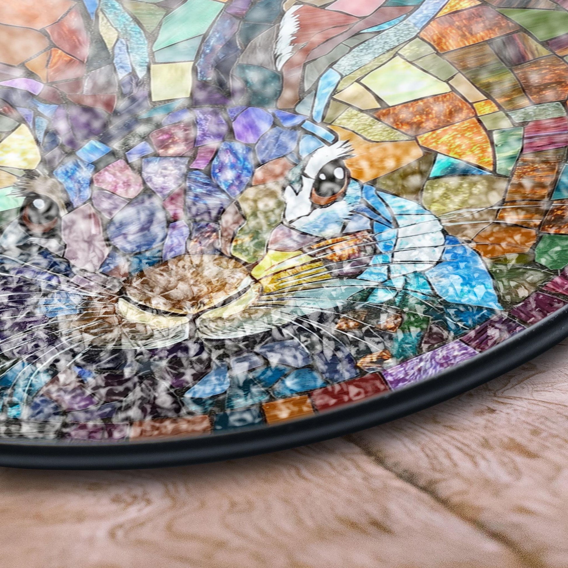 Vibrant Rabbit Stained Glass Panel for Window or Wall Decor, Handmade Acrylic Suncatcher Window Hanging, Stained Glass Look Decor, Colorful Light Catcher, Unique Home Gift