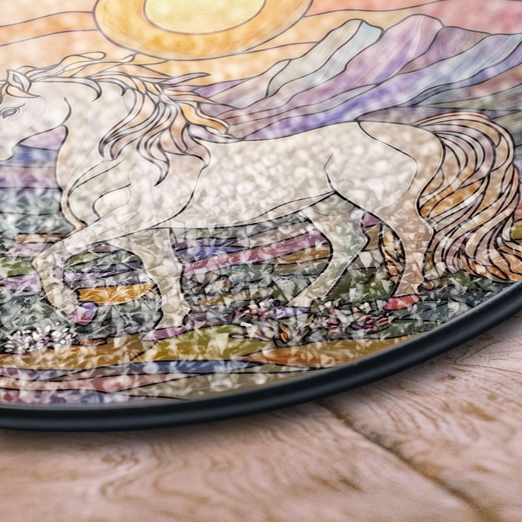 Unicorn Stained Glass Window Hanging - Magical Sunset Art Decor, Acrylic Boho Window Suncatcher, Stained Glass Look Panel, Artistic Light Catcher, Handmade Home Accent