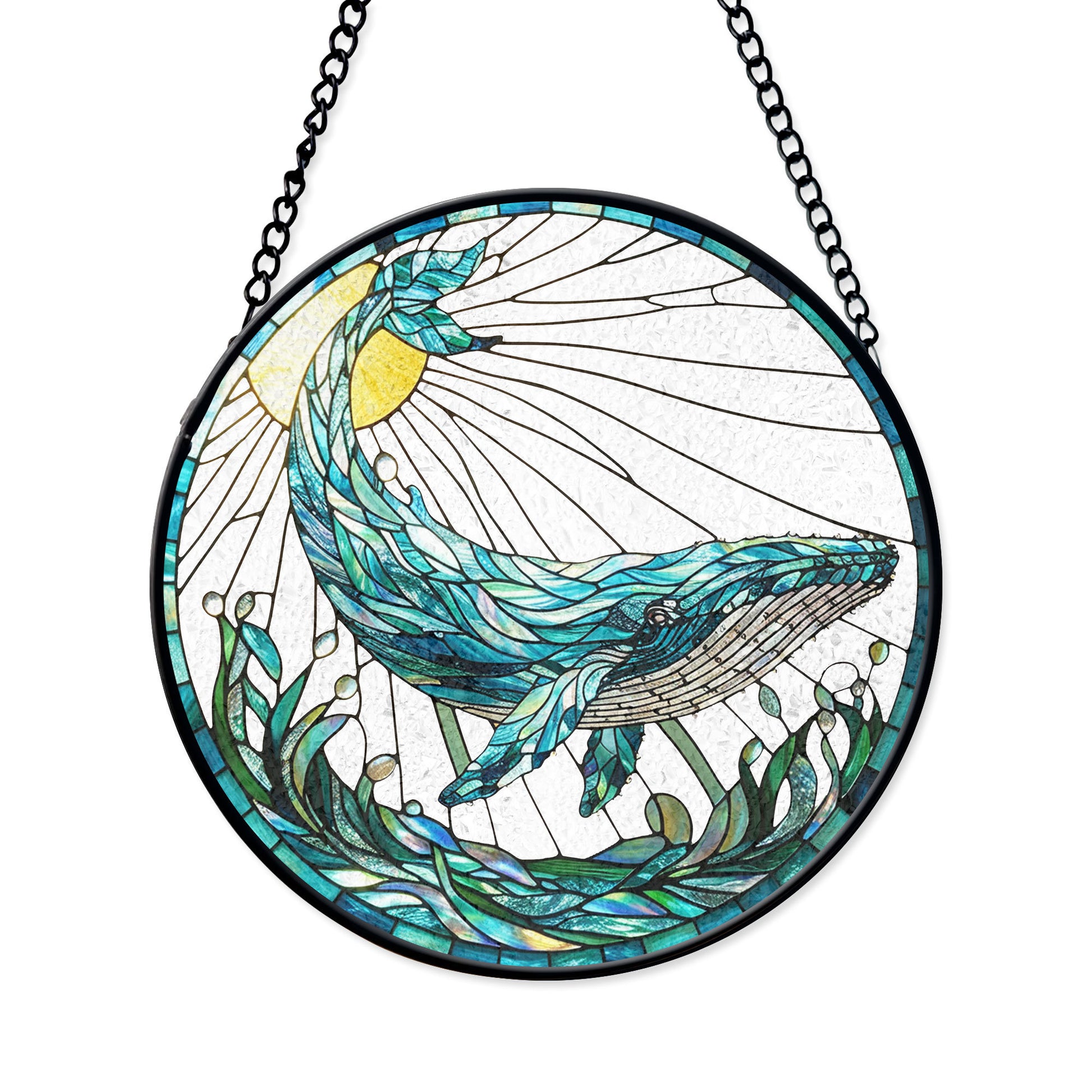 Stained Glass Whale Suncatcher – Majestic Ocean-themed Hanging Art for Windows or Wall, Handmade Acrylic Suncatcher Window Hanging, Stained Glass Look Decor, Colorful Light Catcher, Unique Home Gift