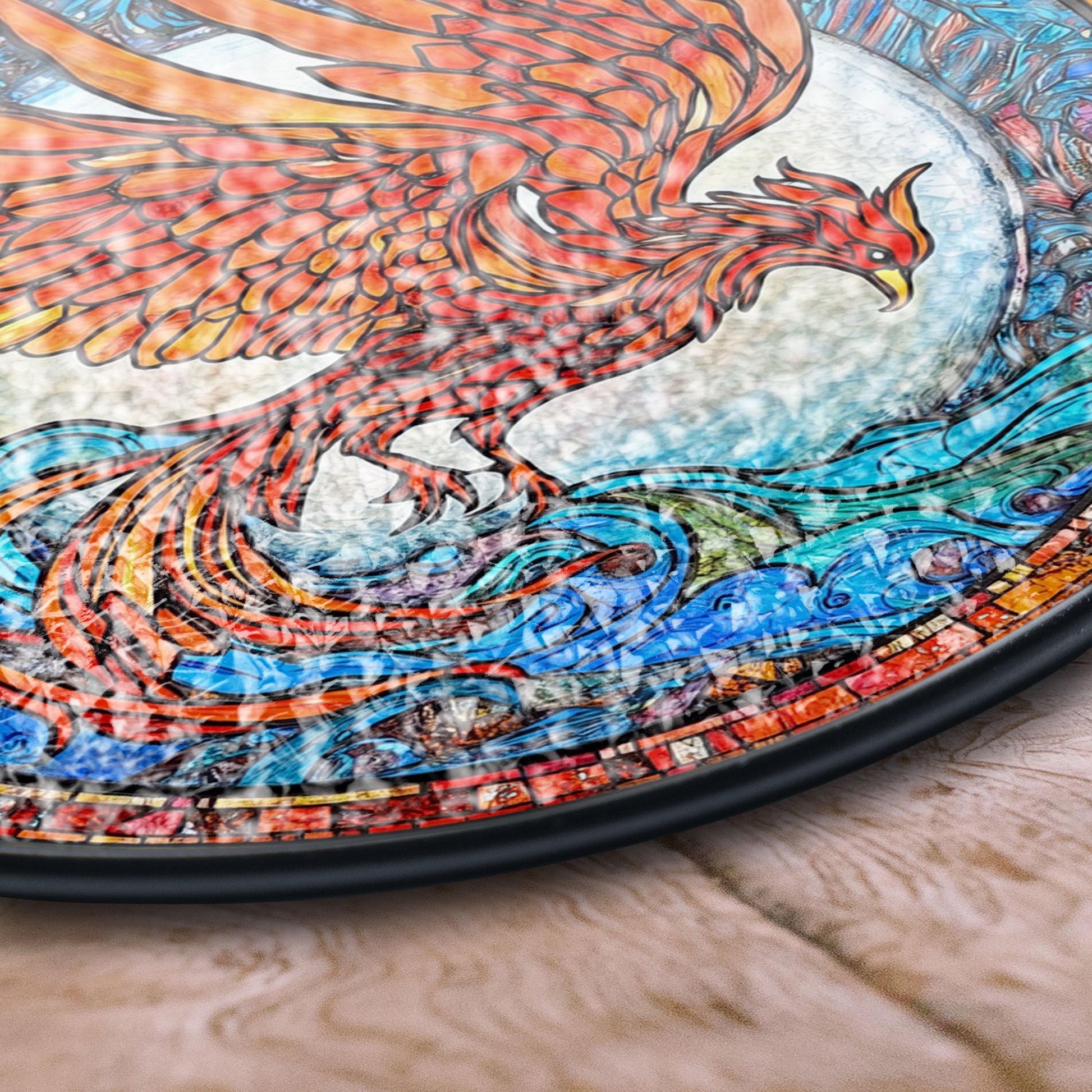 Fiery Phoenix Stained Glass Window Hanging, Majestic Art for Home Decor , Acrylic Hanging Sun Catcher for Windows, Stained Glass Look Decor, Artistic Home Accent