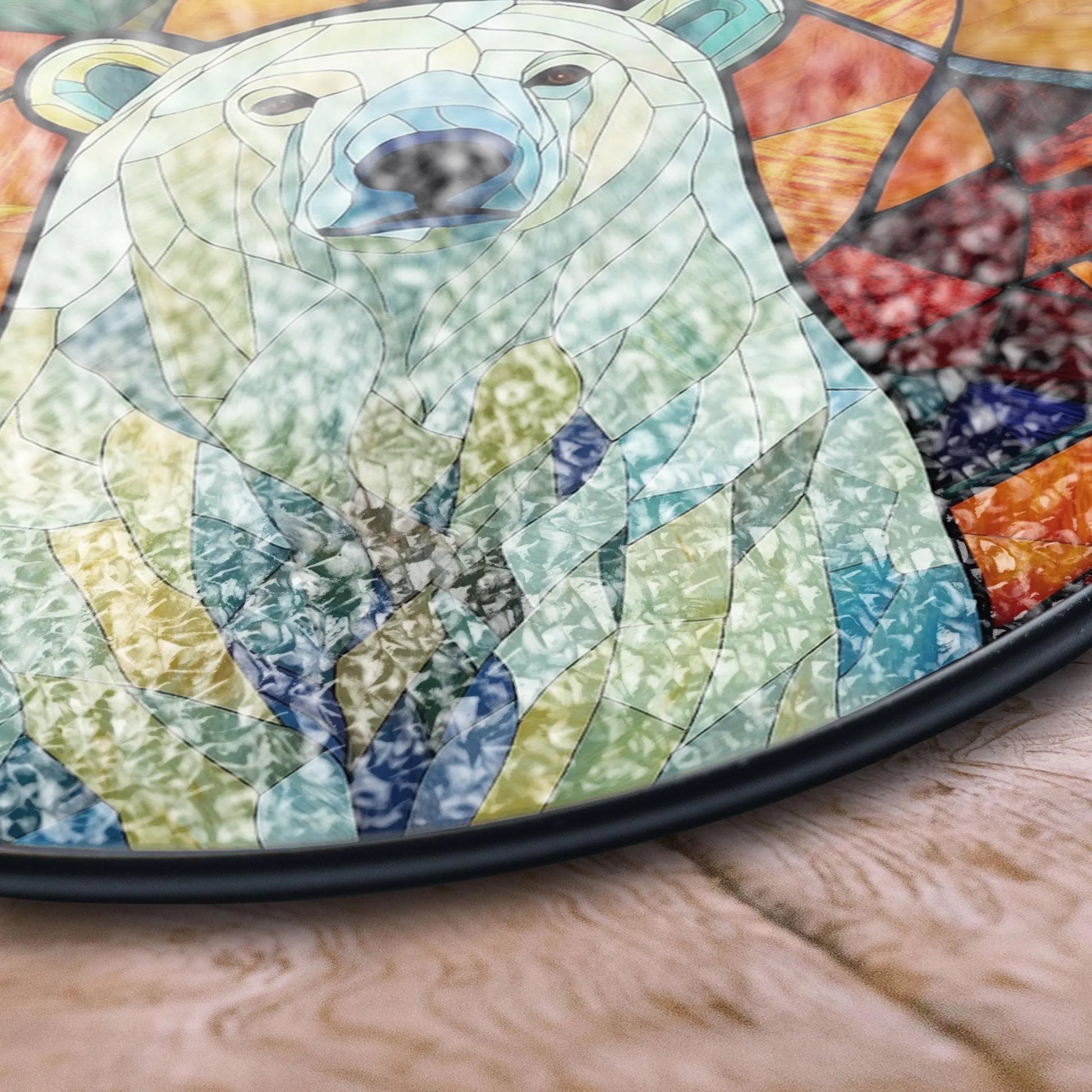 Polar Bear Stained Glass Window Hanging - Arctic Wildlife Art Decor, Stained Glass Effect Acrylic Suncatcher, Window Hanging Decoration, Colorful Sunlit Home Accent, Handmade Gift