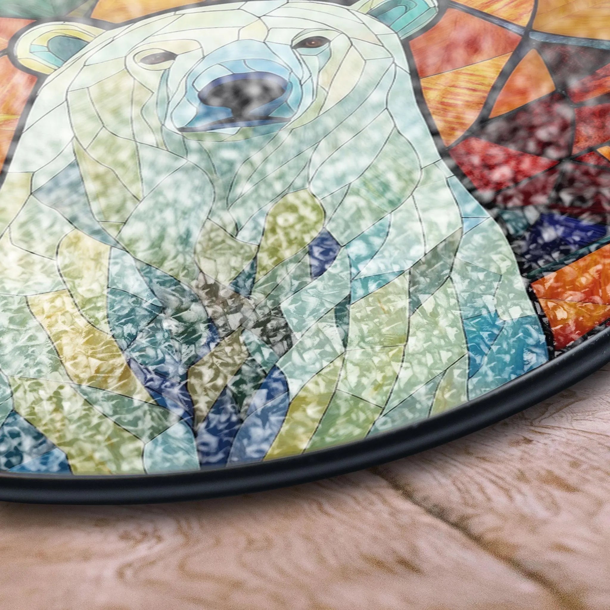 Polar Bear Stained Glass Window Hanging - Arctic Wildlife Art Decor, Stained Glass Effect Acrylic Suncatcher, Window Hanging Decoration, Colorful Sunlit Home Accent, Handmade Gift