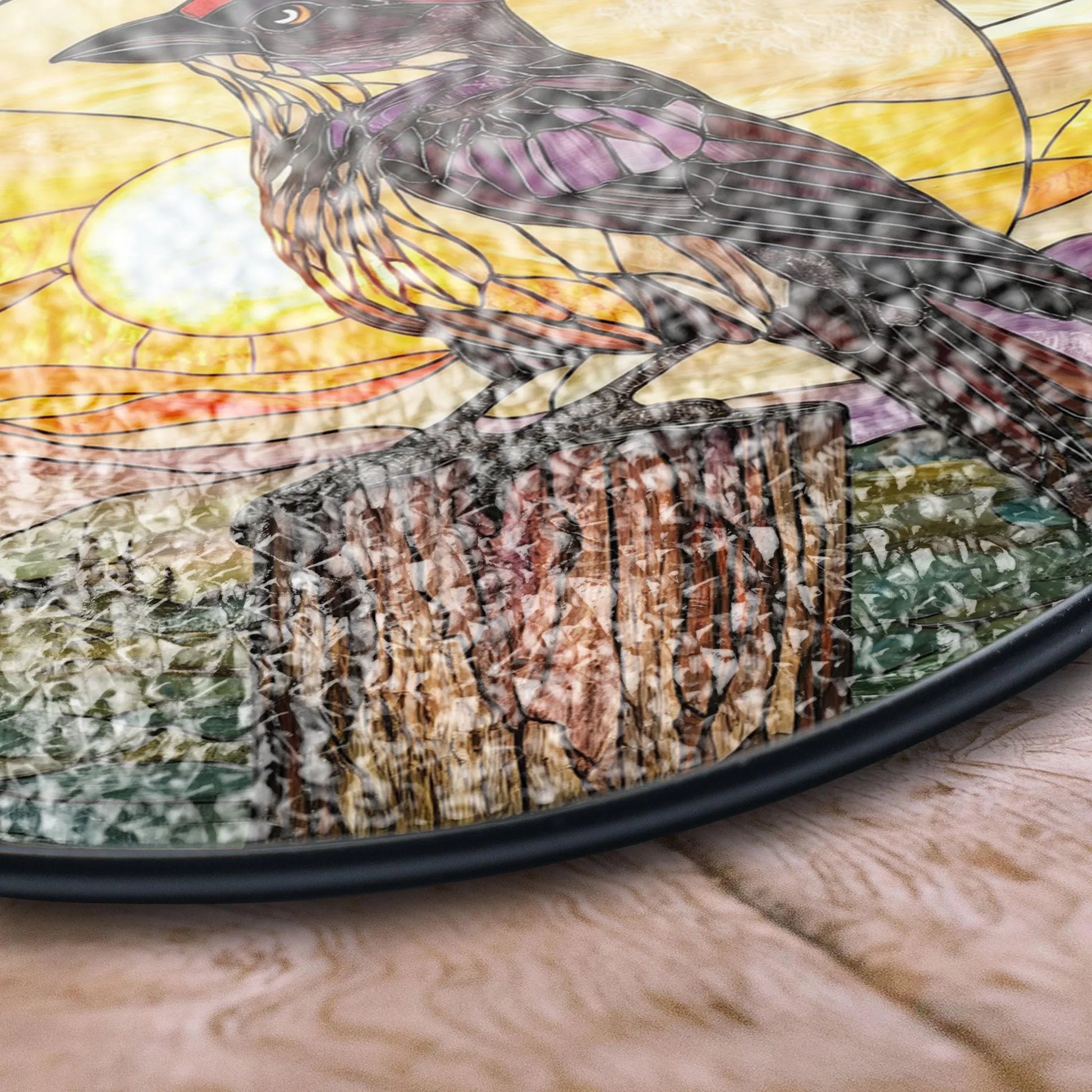 Sunset Bird Stained Glass Window Hanging - Vibrant Nature Art Decor, Acrylic Stained Glass Decoration, Handmade Window Suncatcher Ornament, Boho Light Catcher Gift