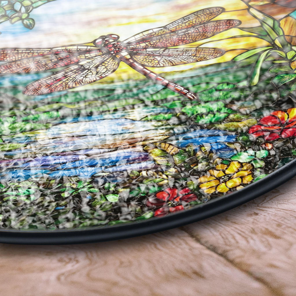 Stained Glass Dragonfly at Sunset - Nature Window Art, Decorative Stained Glass Style Suncatcher, Acrylic Window Art Panel, Sun Catcher Hanging Ornament, Unique Home Accent, andmade Home Decoration