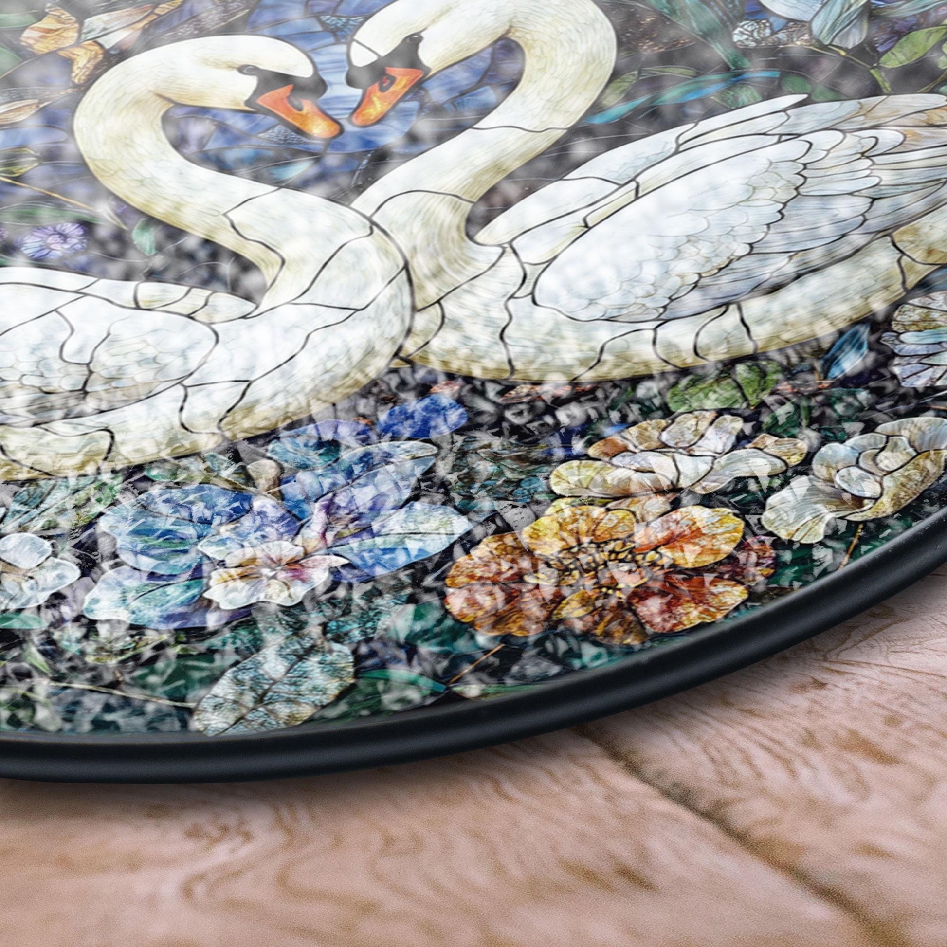 Swan Pair Stained Glass Window Hanging - Romantic Nature Art Decor, Stained Glass Inspired Suncatcher, Acrylic Window Hanging Art, Colorful Light Catcher, Handmade Gift for Home