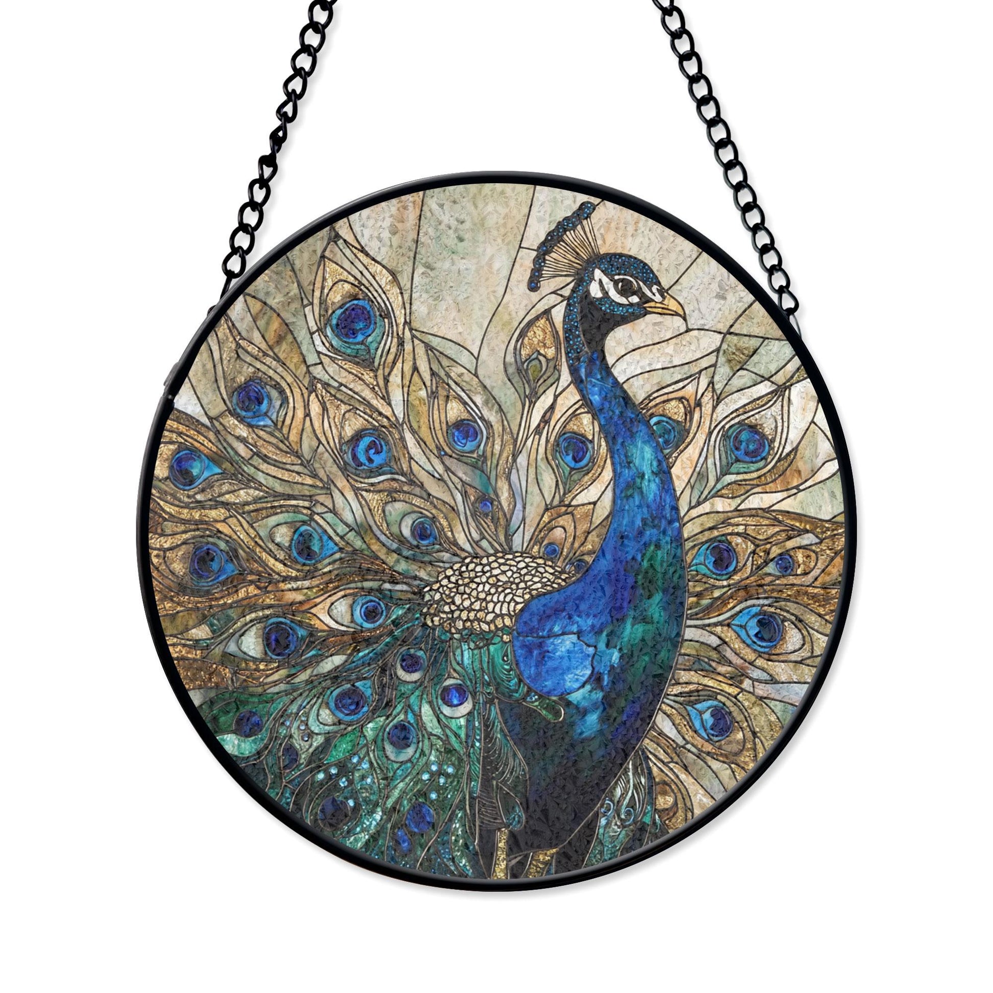 Elegant Stained Glass Peacock Window Art - Vibrant Decorative Panel With Stunning Feather Details for Home or Office Deco, Handmade Acrylic Suncatcher Window Hanging, Stained Glass Look Decor, Colorful Light Catcher, Unique Home Gift