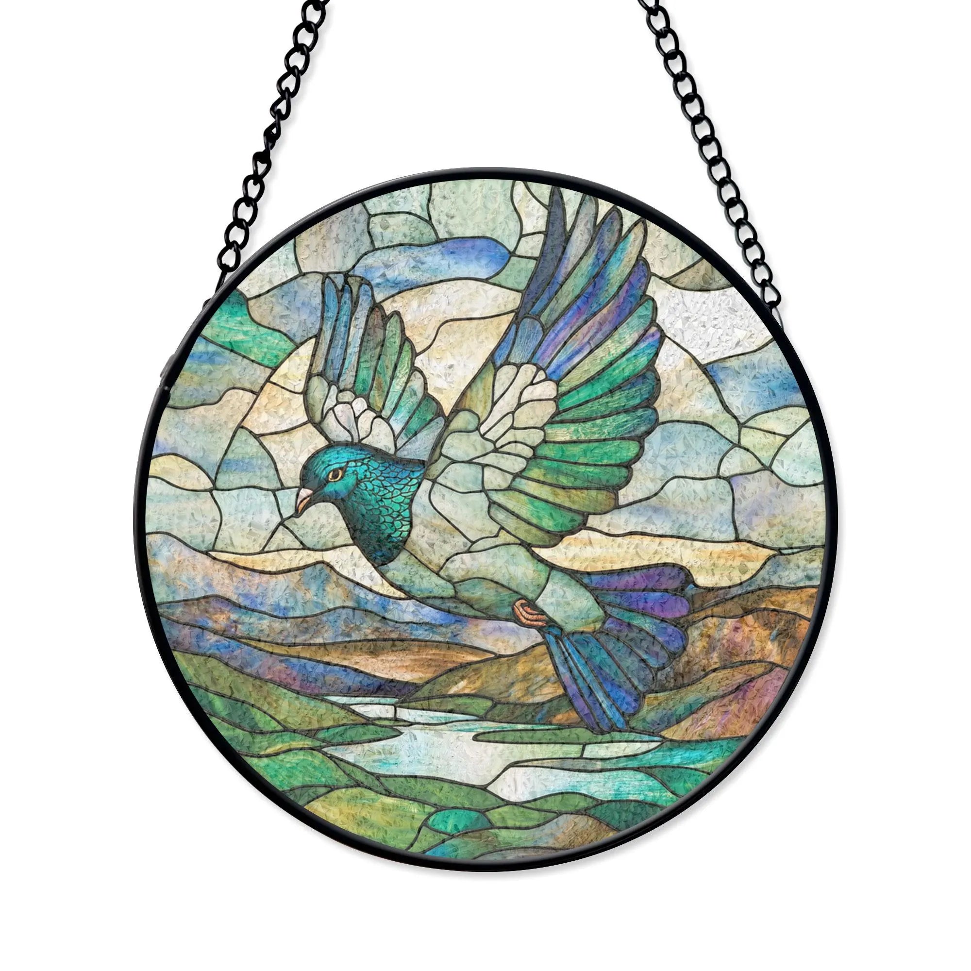 Stained Glass Flying Bird - Nature-inspired Window Art, Stained Glass Style Acrylic Window Ornament, Decorative Sun Catcher Hanging, Unique Home Decor