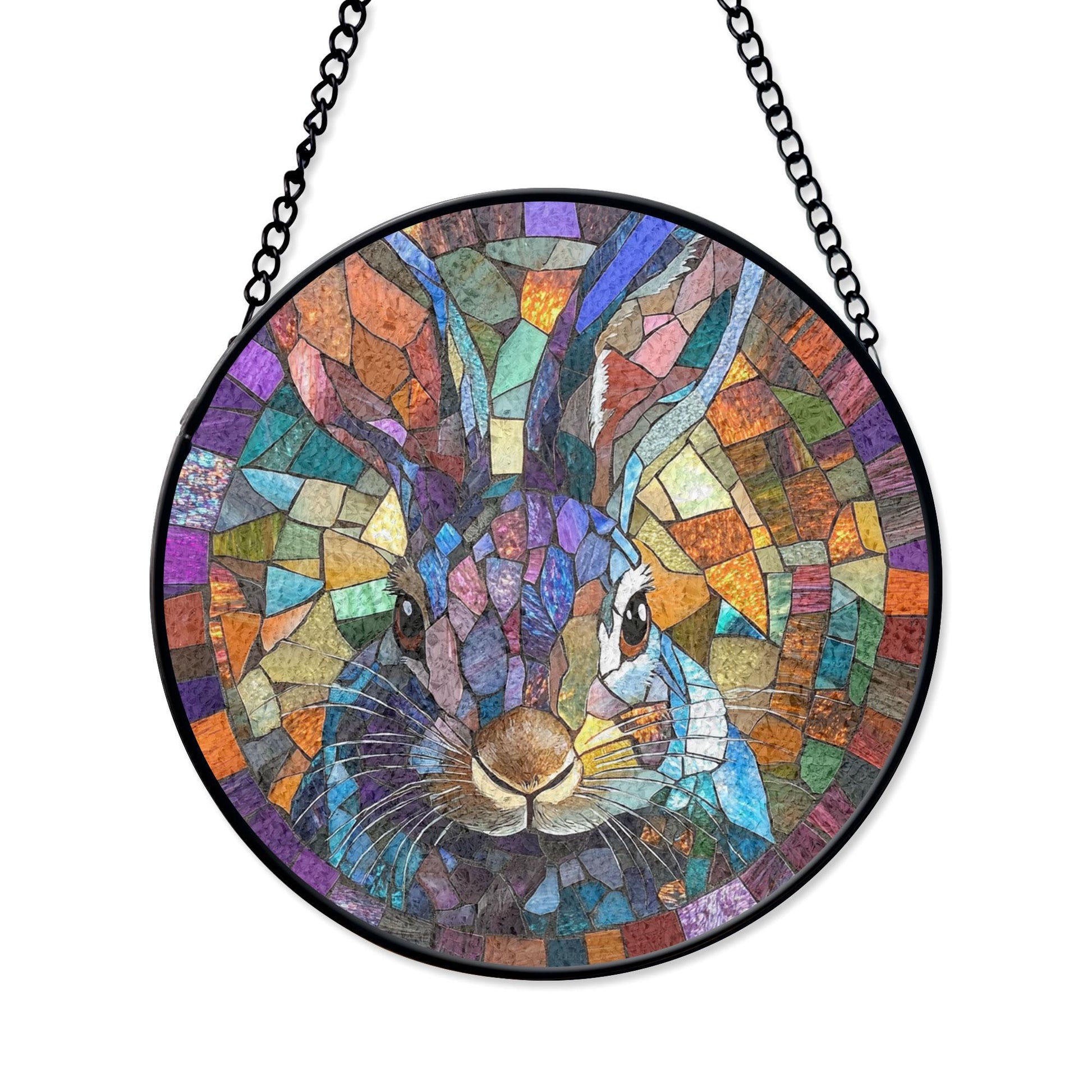 Vibrant Rabbit Stained Glass Panel for Window or Wall Decor, Handmade Acrylic Suncatcher Window Hanging, Stained Glass Look Decor, Colorful Light Catcher, Unique Home Gift
