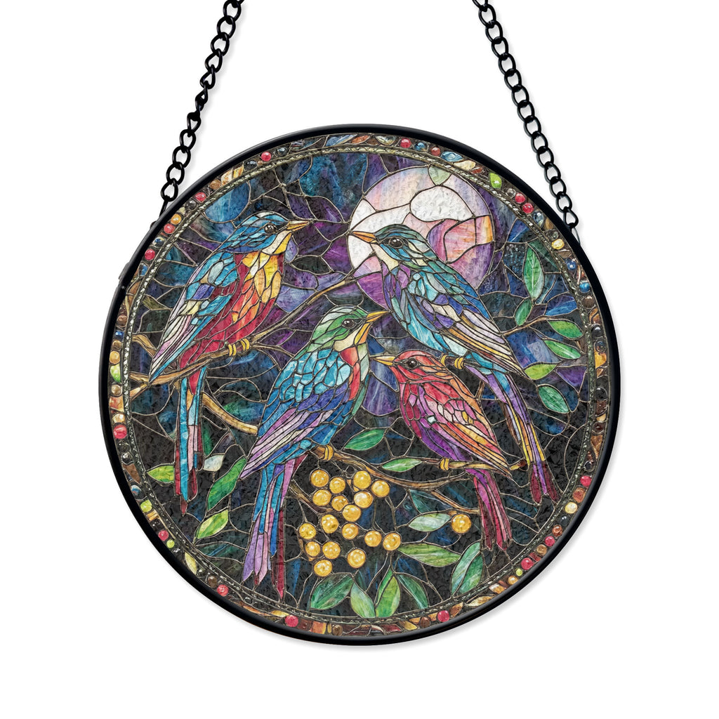 Stained Glass Bird of Prey Suncatcher, Window Hanging - Unique Wall Art for Bird Lovers, Perfect Mother's Day Gift or Nature , Vibrant Acrylic Sun Catcher Hanging, Stained Glass Look Window Decor, Decorative Home Accent Gift