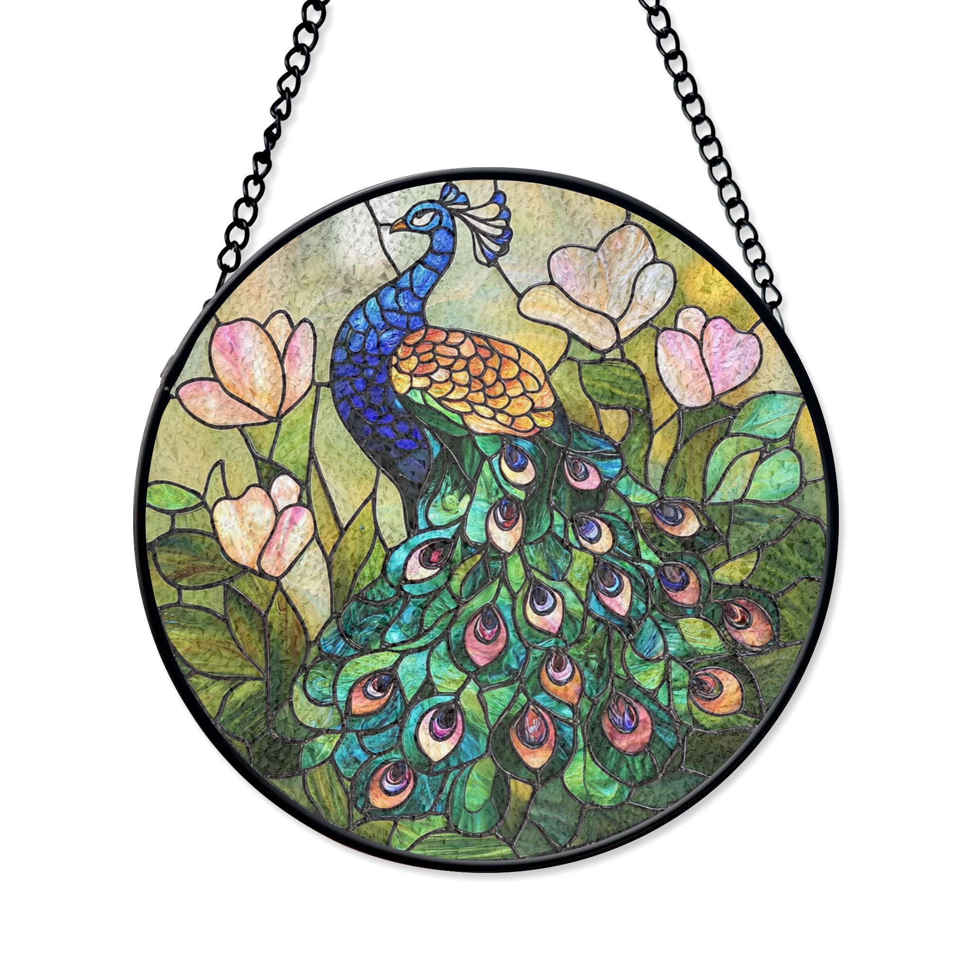 Stained Glass Peacock Suncatcher – Elegant and Colorful Bird Design, Perfect for Window Art Decor, Vibrant Acrylic Sun Catcher Hanging, Stained Glass Look Window Decor, Decorative Home Accent Gift