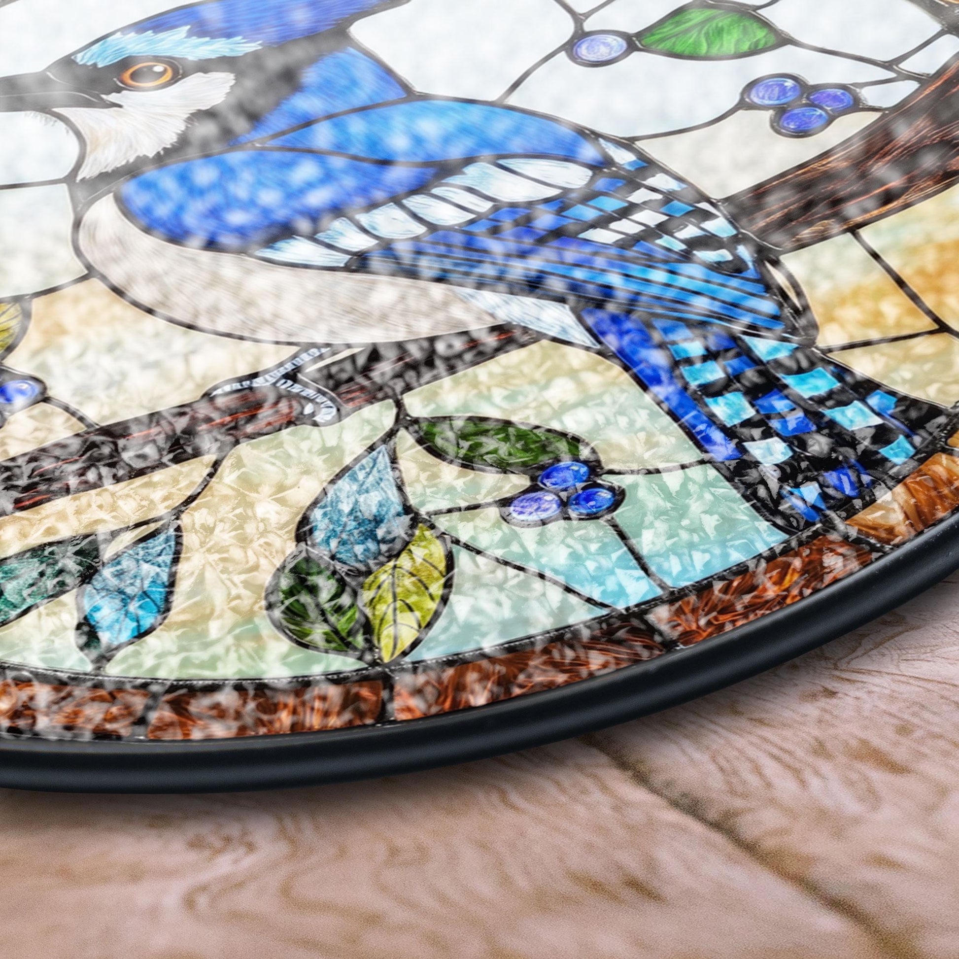 Blue Jay Stained Glass Suncatcher, Vibrant Bird Art for Window, Nature Theme Decor, Birdwatcher Gift, Wildlife Lover Present,bird Lover Gift, Acrylic Hanging Sun Catcher for Windows, Stained Glass Look Decor, Artistic Home Accent