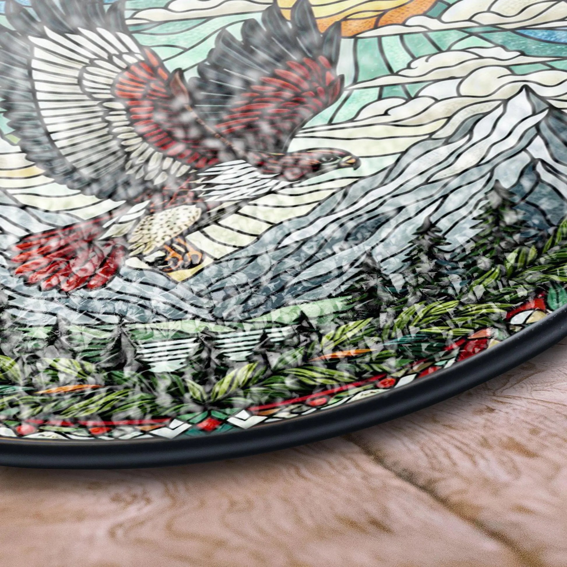 Red-tailed Hawk Stained Glass Suncatcher, Soaring Bird Art for Window Display, Nature Wildlife Theme, Gift for Him Birdwatcher, Acrylic Light Catcher Window Hanging, Stained Glass Style Ornament, Artistic Home Decor Gift