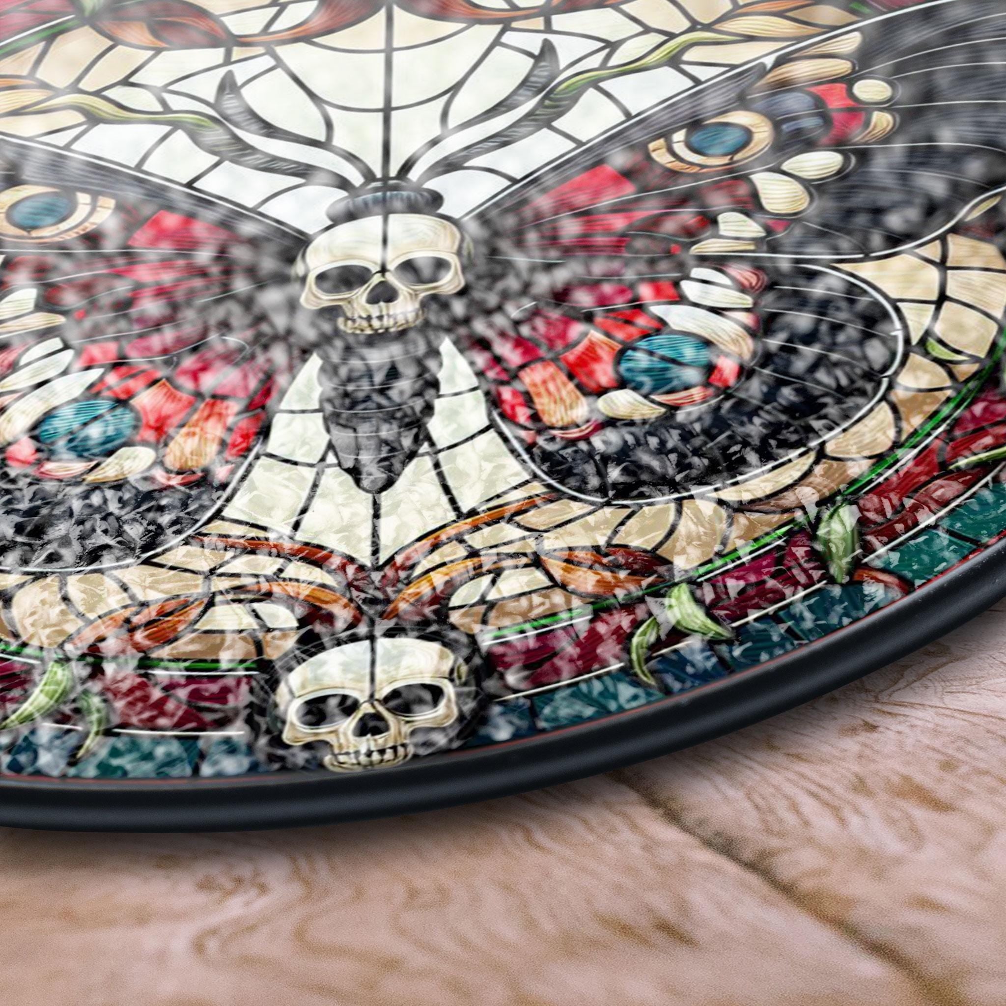 Skull Moth Stained Glass Suncatcher, Butterfly Suncatcher, Gothic Butterfly Decor for Window, Dark Art Theme, Unique Gift for Him or Her, Acrylic Stained Glass Decoration, Handmade Window Suncatcher Ornament, Boho Light Catcher Gift