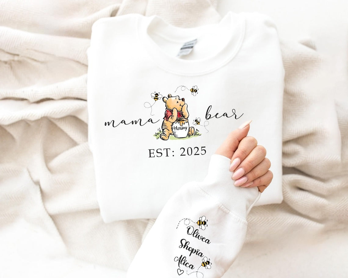 Mama Bear Sweatshirt with Kids Names, Custom Mother’s Day Gift, Personalized Mama Shirt