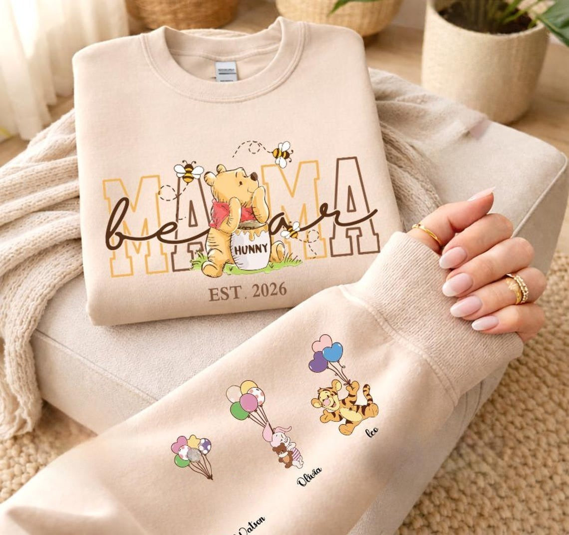 Mama Bear Shirt, Personalized with Kids Names, Custom Mom Sweatshirt Est 2026, Mother’s Day Gift
