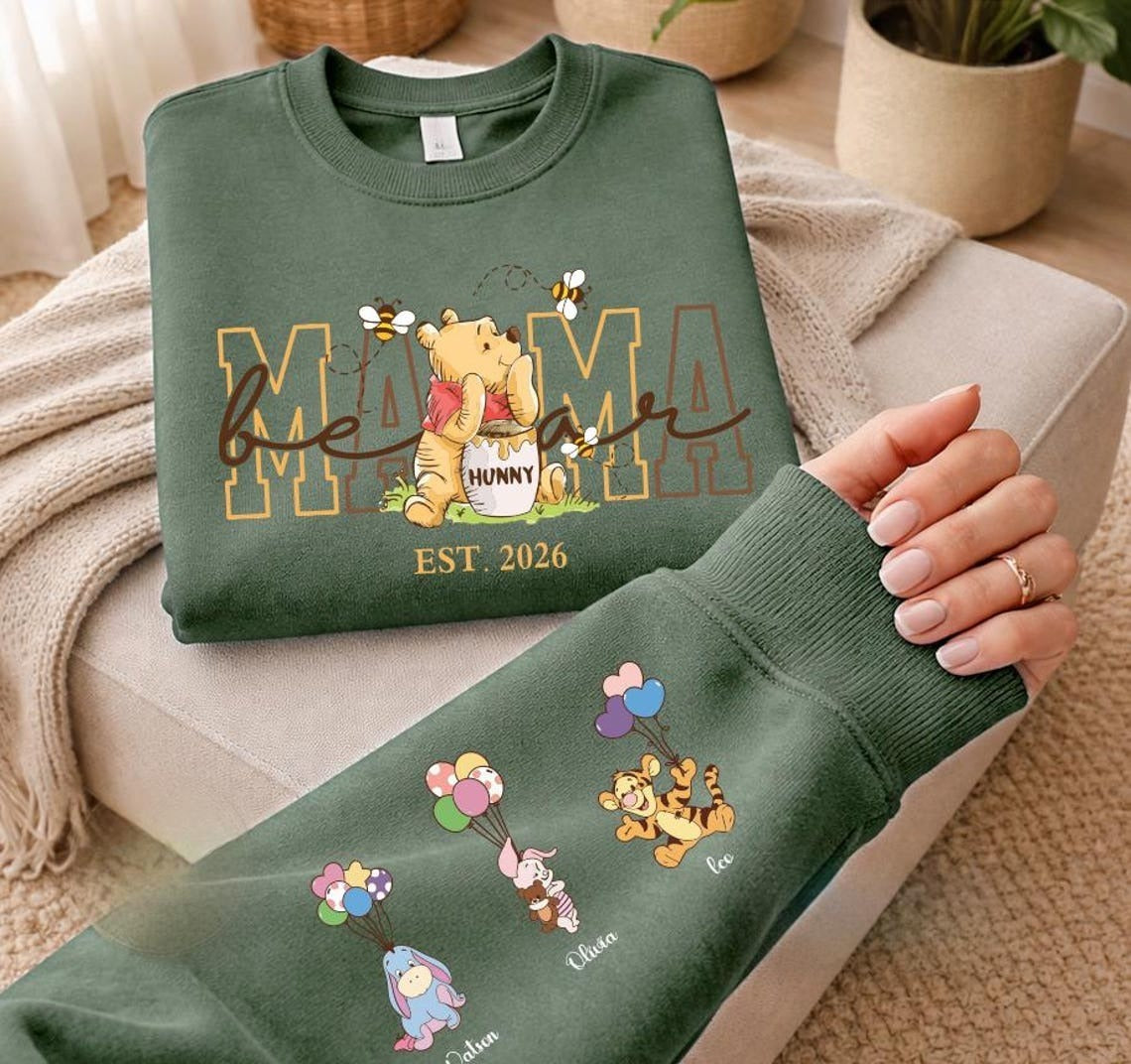 Mama Bear Shirt, Personalized with Kids Names, Custom Mom Sweatshirt Est 2026, Mother’s Day Gift