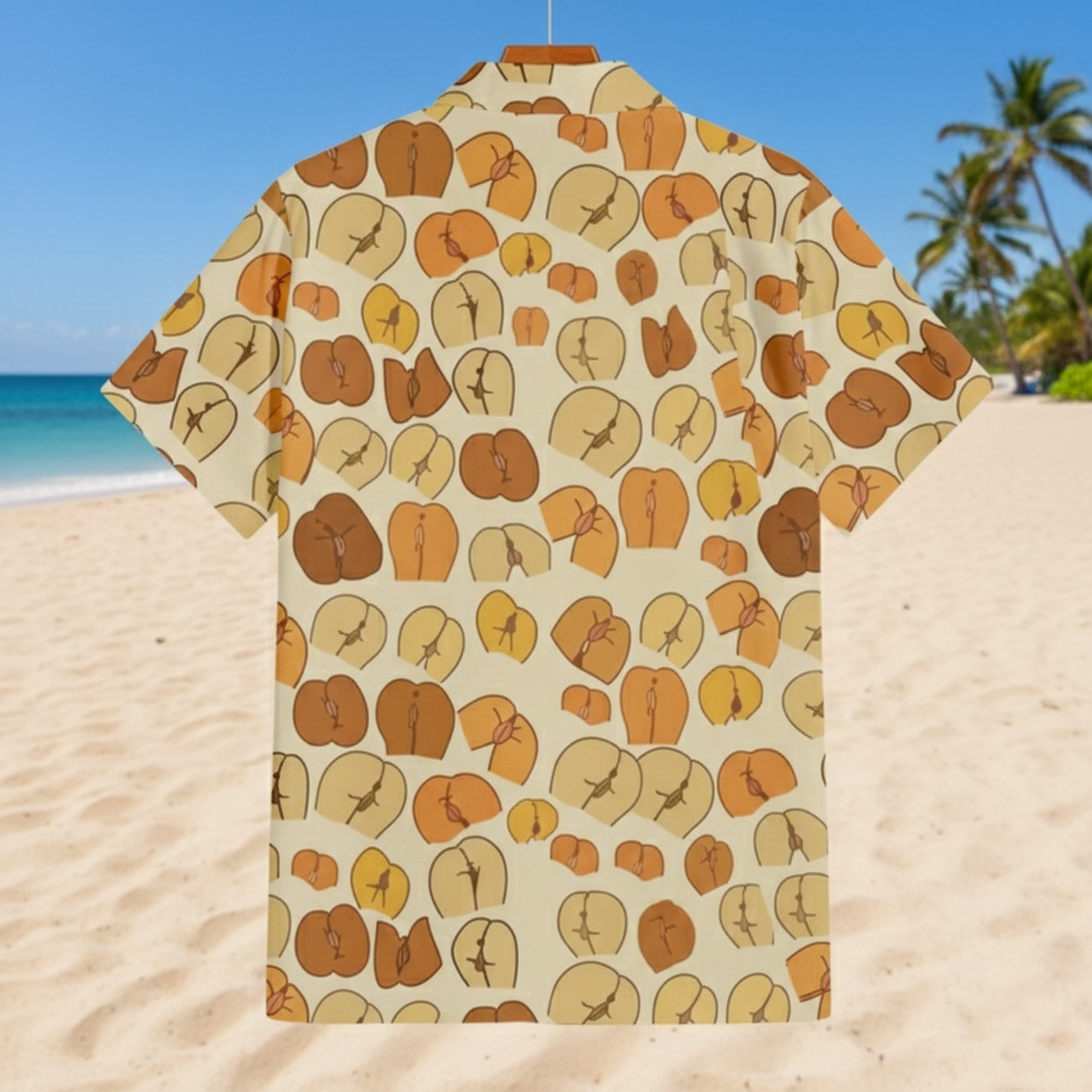 Peach Hawaiian Shirt – Tropical Fruit Aloha Button Up Summer Shirt