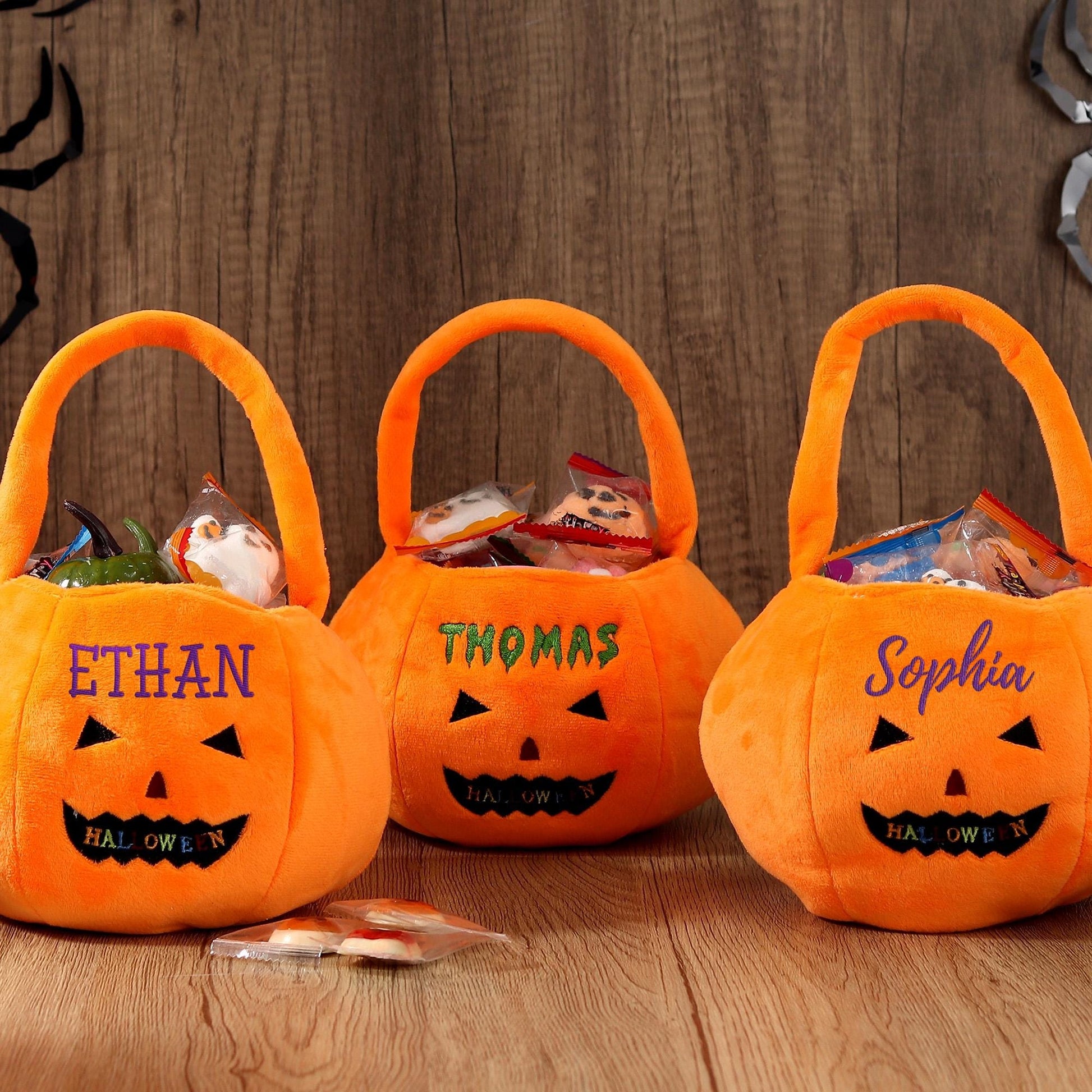 Personalized Halloween Basket, Custom Pumpkin Bucket with Name, Embroidered Trick or Treat Bag, Pumpkin Bucket for Kids, Gift for Child
