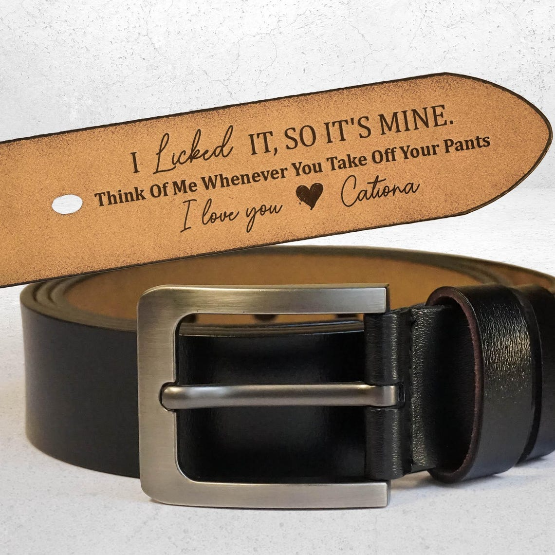 Personalized Engraved Leather Belt, I Licked It, So It's Mine, Funny Handmade Belt Gift For Boyfriend, Husband, Custom Handmade Belt, Valentine Gift