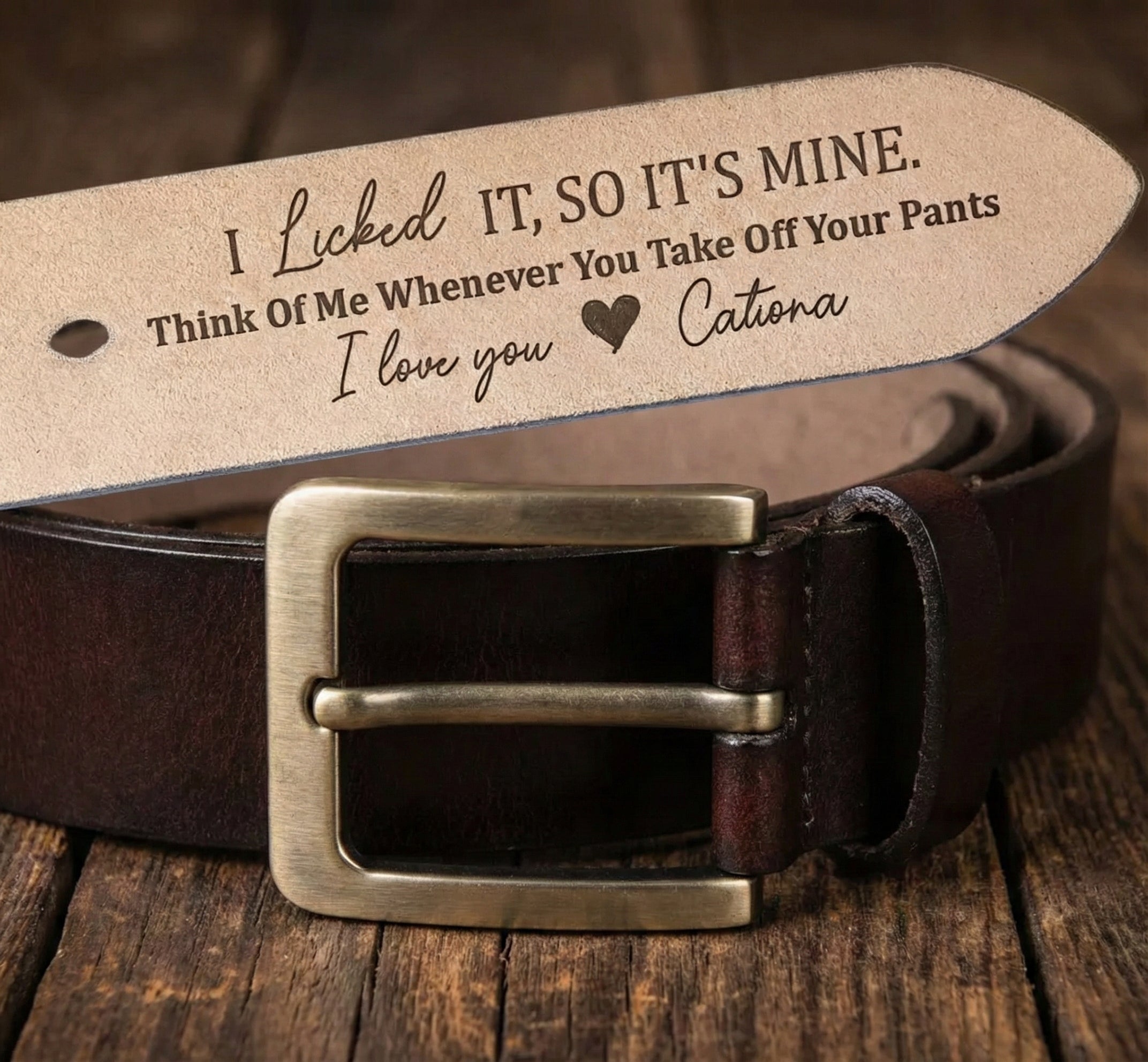 Personalized Engraved Leather Belt, I Licked It, So It's Mine, Funny Handmade Belt Gift For Boyfriend, Husband, Custom Handmade Belt, Valentine Gift