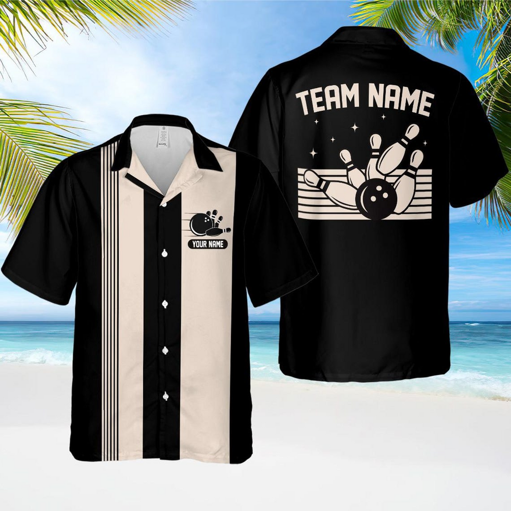 Personalized Retro Bowling Hawaiian Shirt – Custom Name Button Down Team Camp Shirt