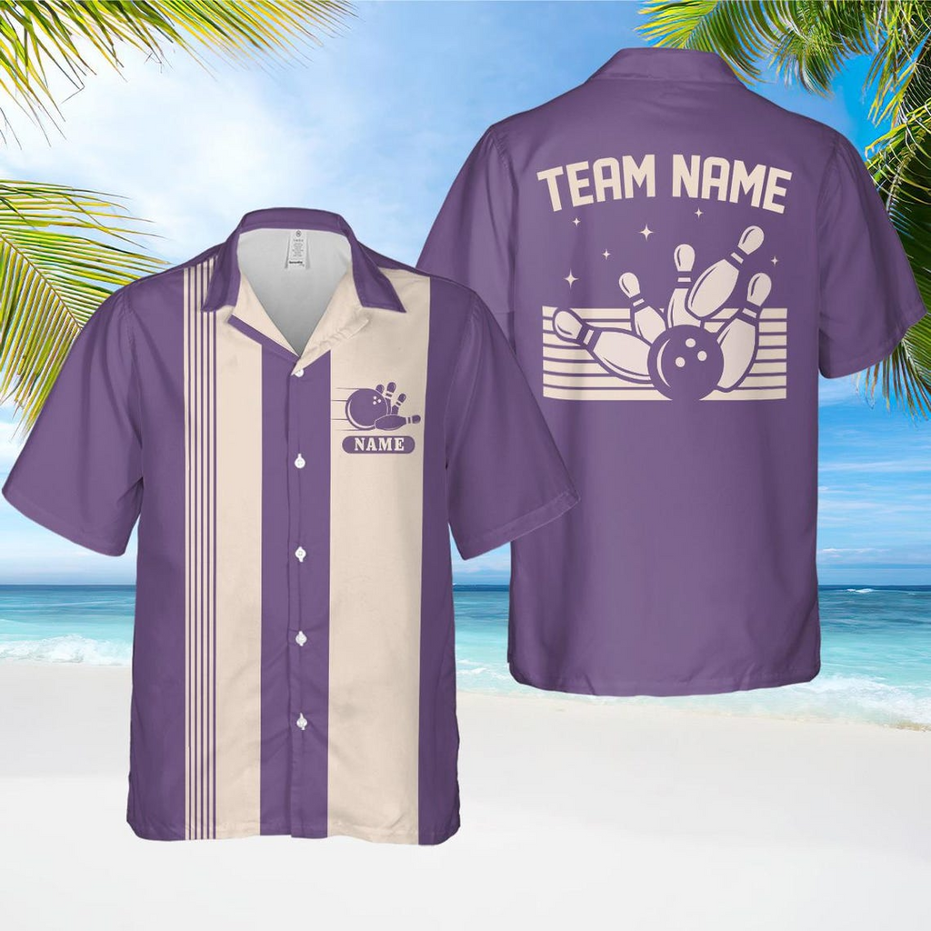 Personalized Retro Bowling Hawaiian Shirt – Custom Name Button Down Team Camp Shirt